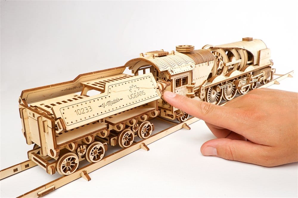 Ugears maquette en bois Train à vapeur V-Express avec tender