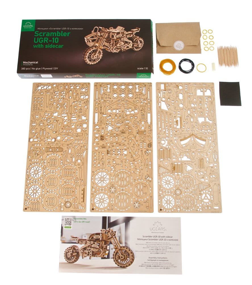 Ugears maquette en bois Scrambler UGR-10 avec side-car