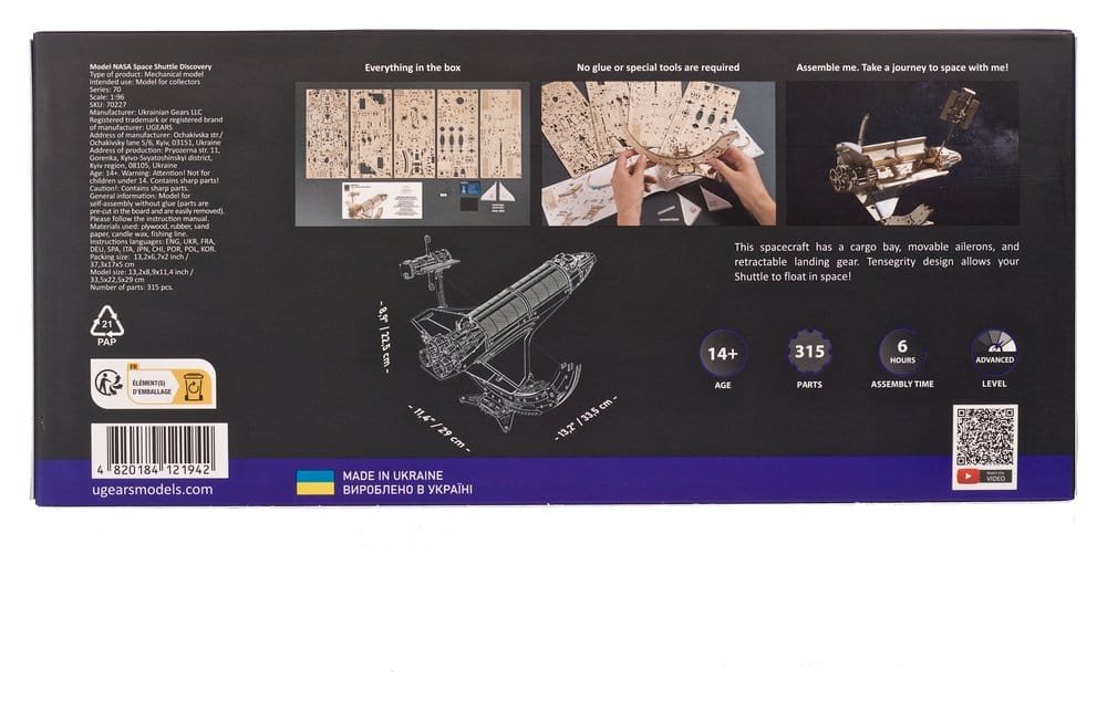 NASA maquette en bois Space Shuttle Discovery