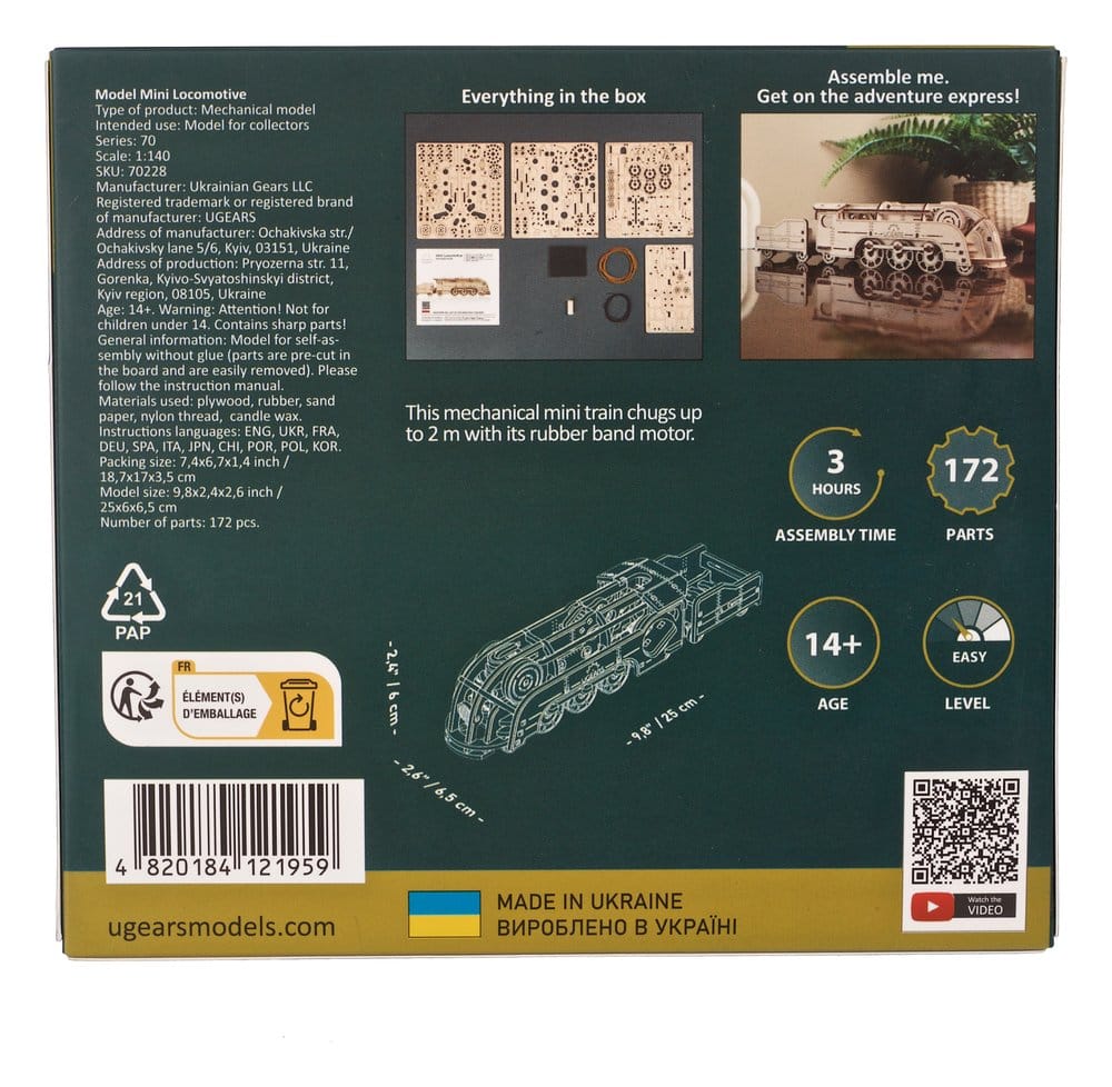 Ugears maquette en bois Mini-locomotive