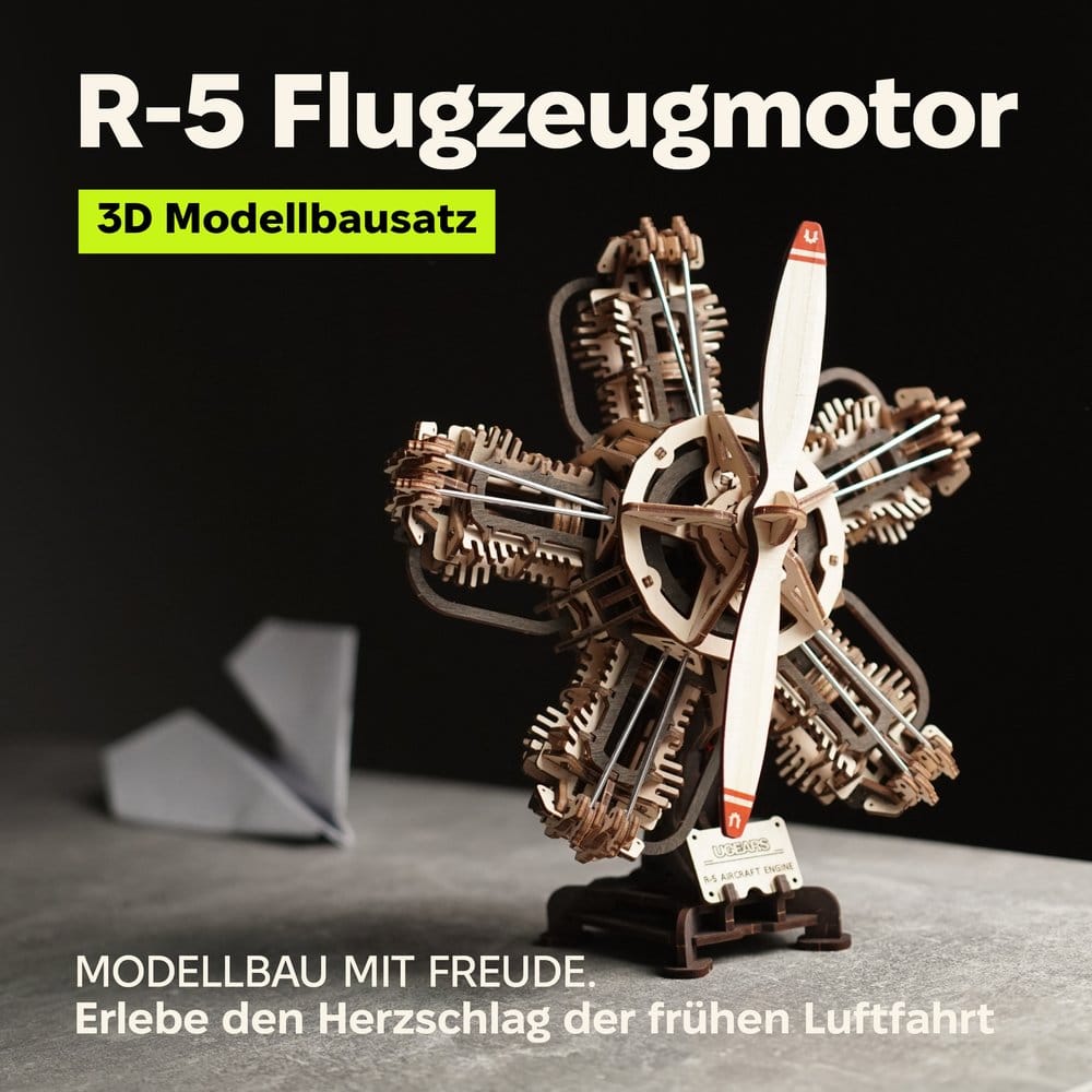 Ugears 3D maquette en bois R-5 Moteur d'avion 25 cm