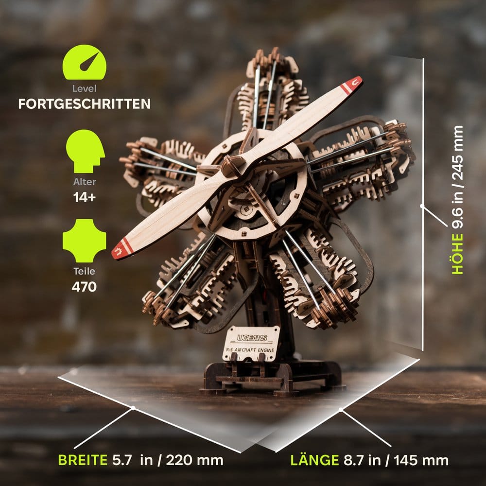 Ugears 3D maquette en bois R-5 Moteur d'avion 25 cm
