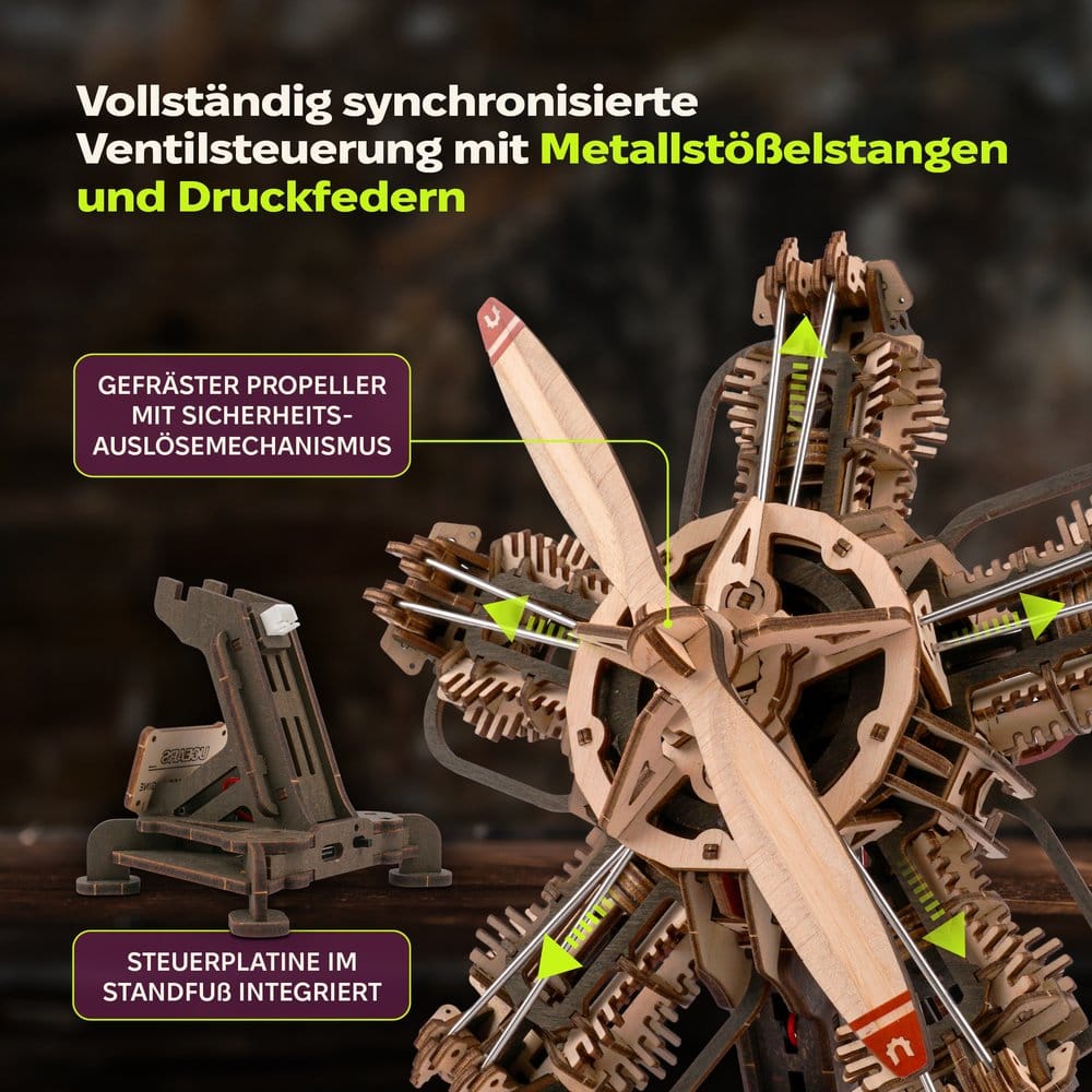 Ugears 3D maquette en bois R-5 Moteur d'avion 25 cm