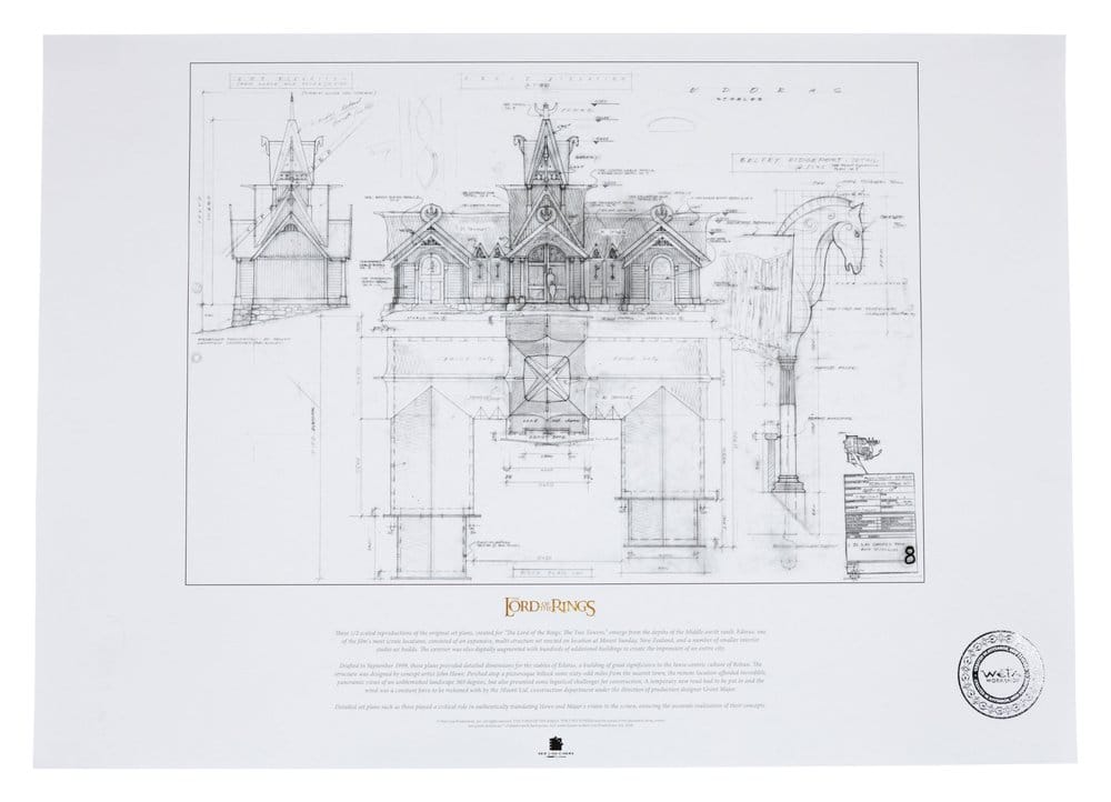 Le Seigneur des Anneaux plan de construction Art Print The Stable of Edoras 59 x 42 cm