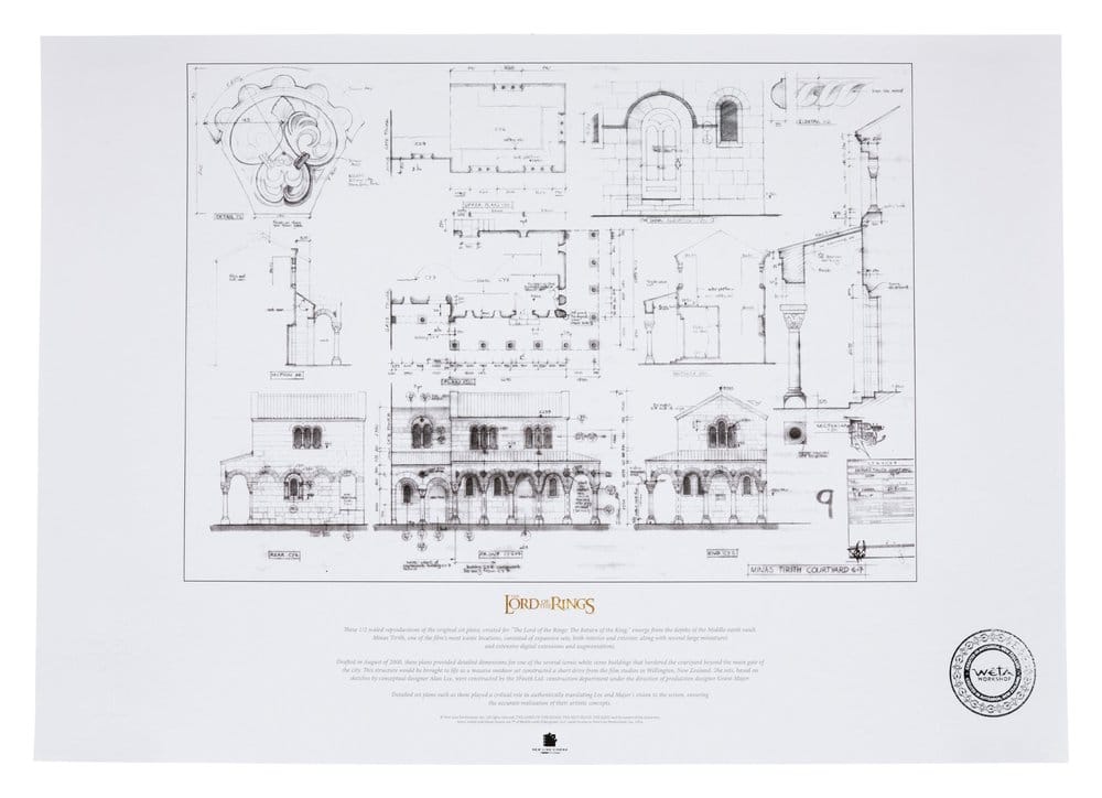 Le Seigneur des Anneaux plan de construction Art Print The Courtyard of Minas Tirith 59 x 42 cm