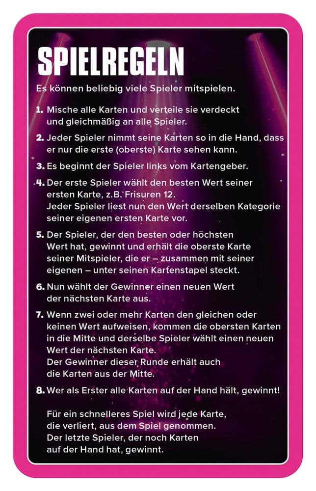 Popstars jeu de cartes Top Trumps *ALLEMAND*