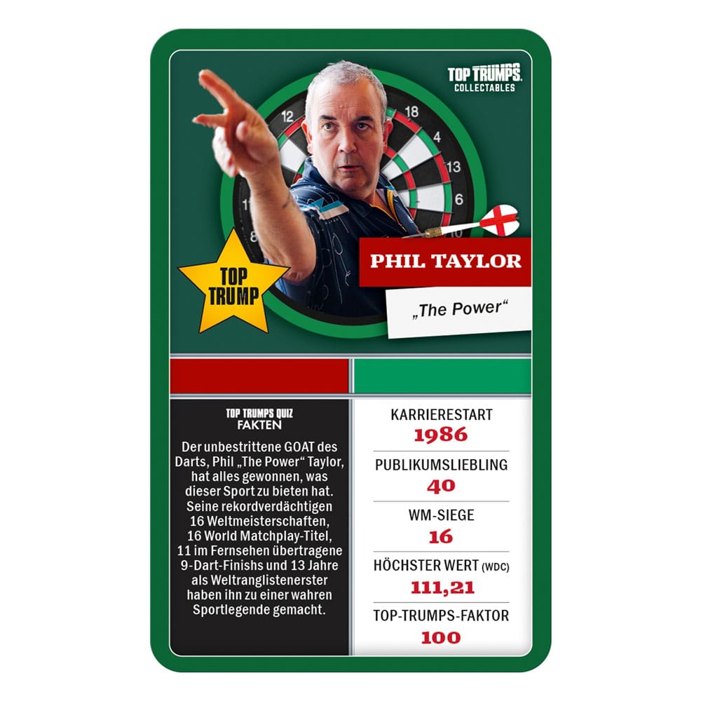 Darts jeu de cartes Top Trumps Collectables Legenden *ALLEMAND*