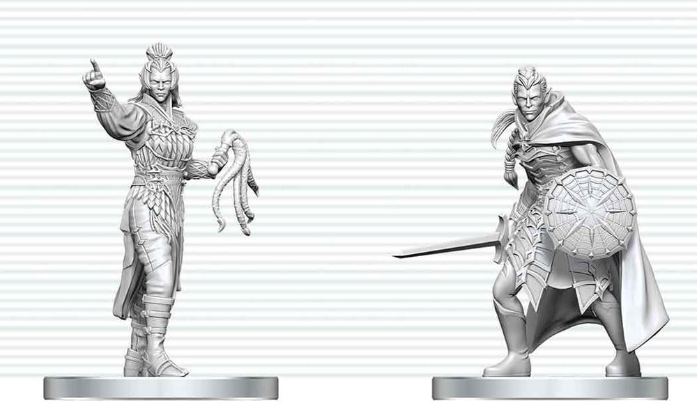 D&D Nolzur's Marvelous Miniatures figurines mini Drow Elite Warrior & Drow Priestess of Lolth 13 cm