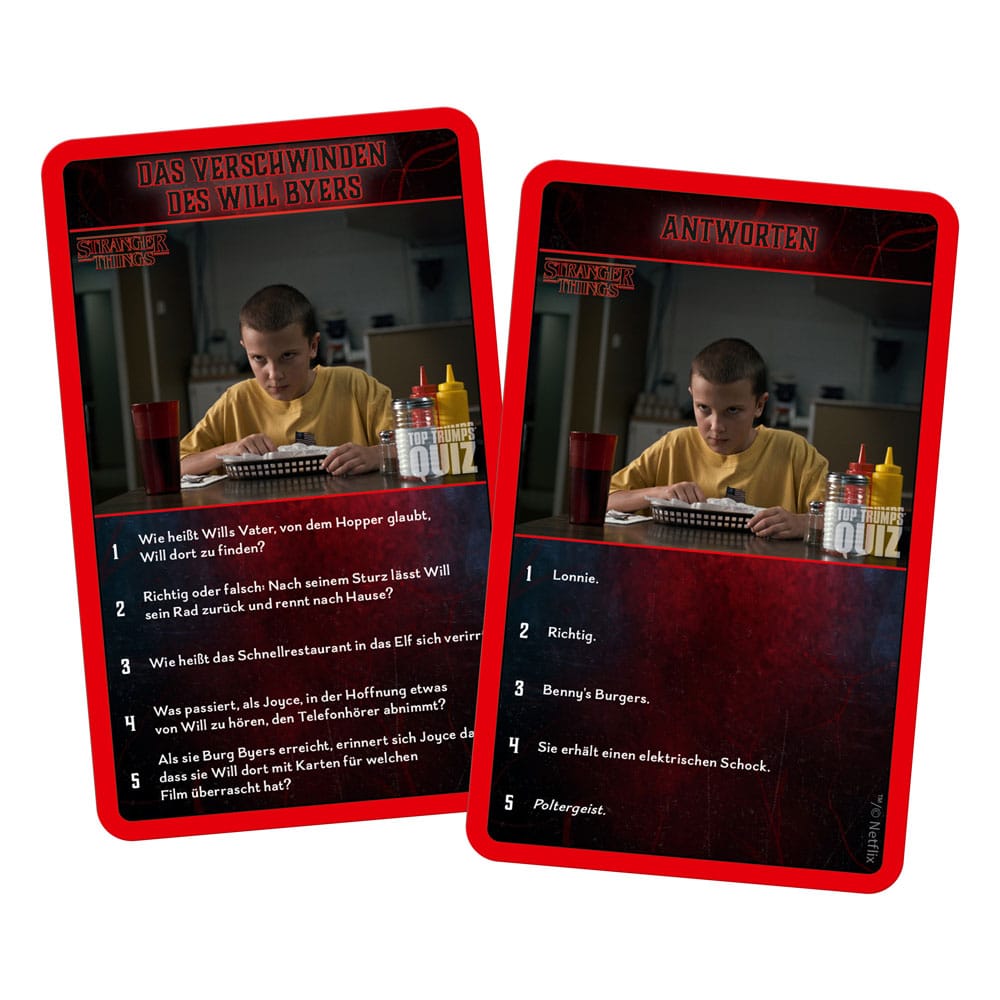 Stranger Things jeu de cartes Top Trumps Quiz *ALLEMAND*