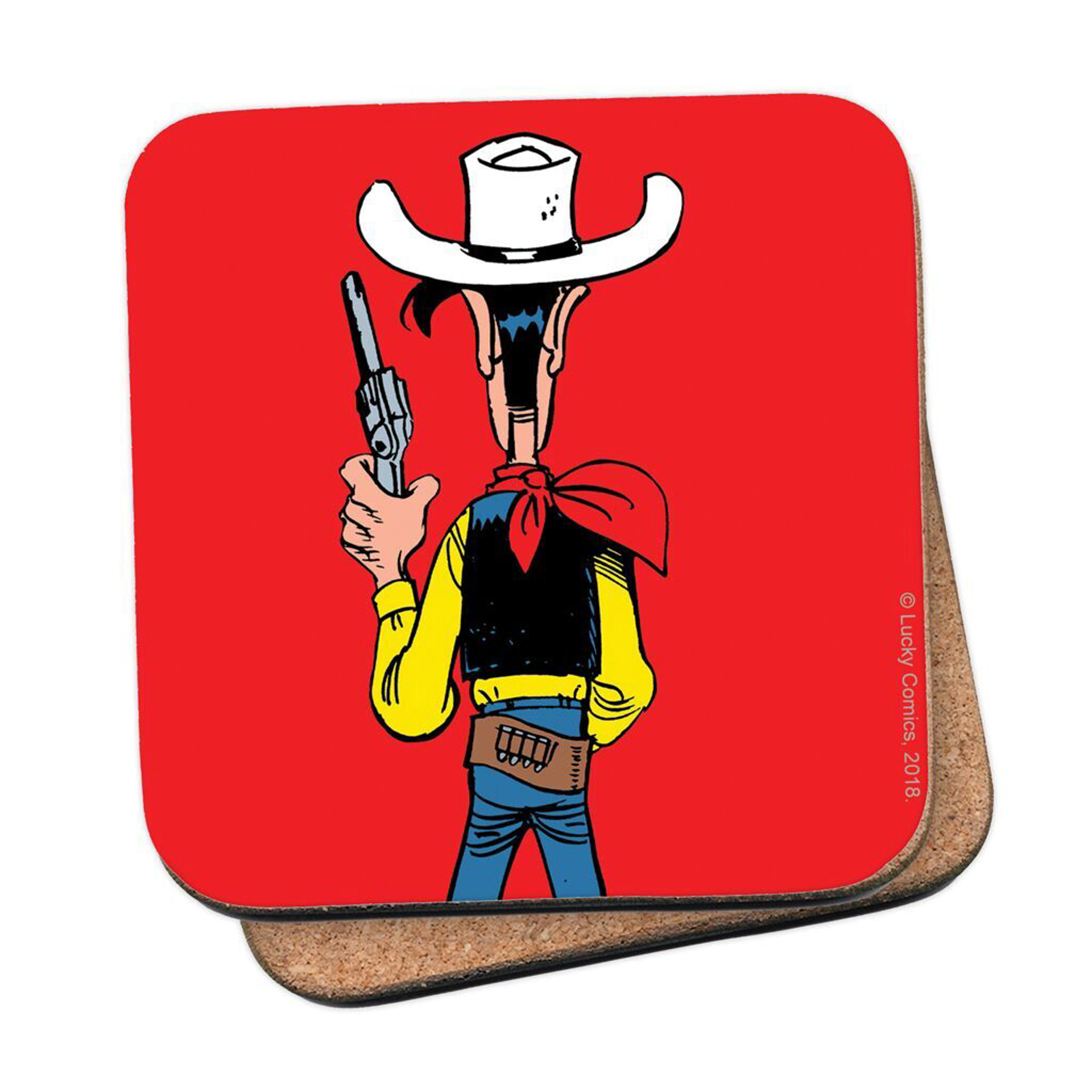 Lucky Luke - Coaster - Dos rouge - flash vidéo