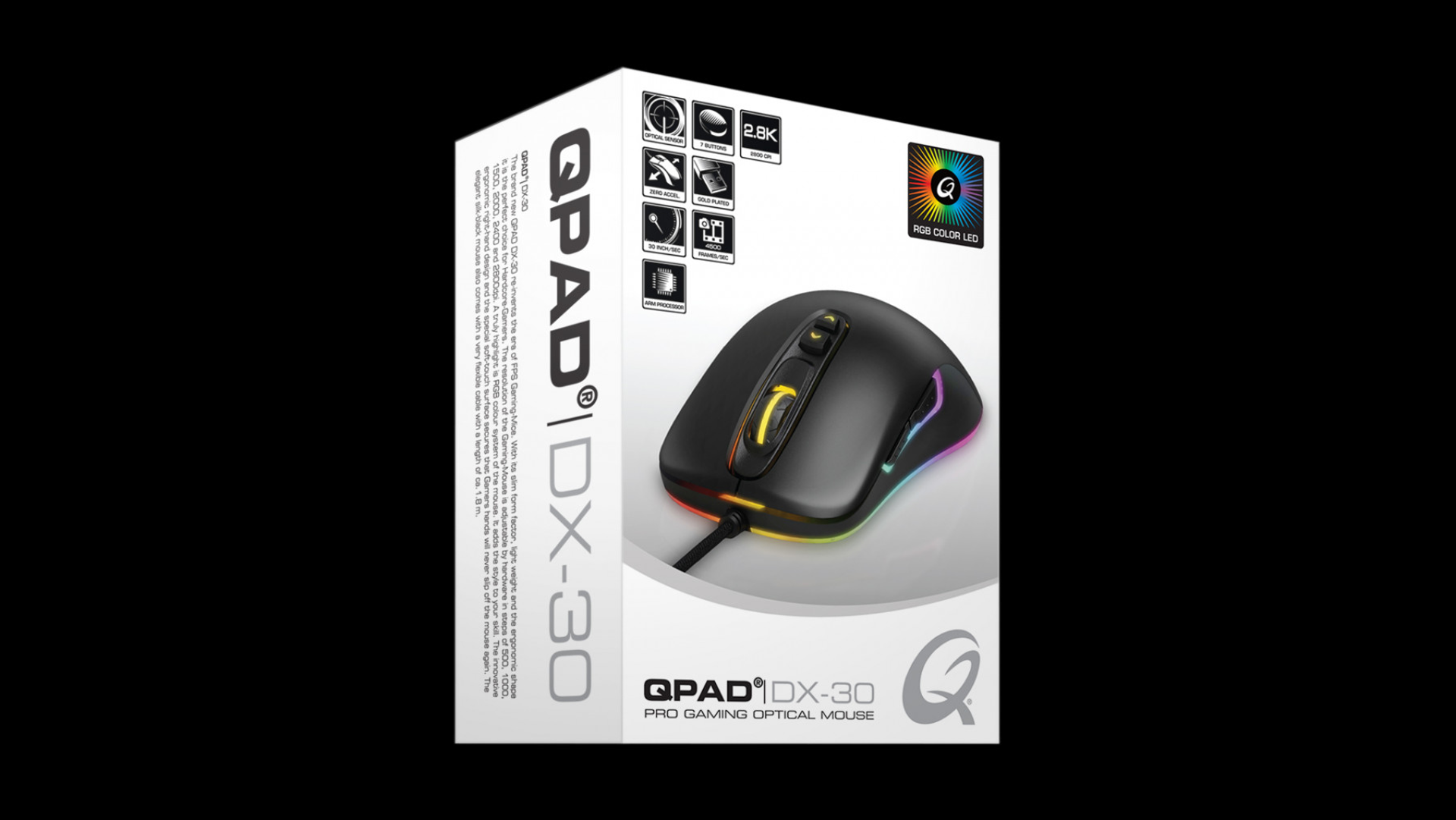QPAD - DX-30 - 3.000 dpi FPS Gaming Mouse - flash vidéo