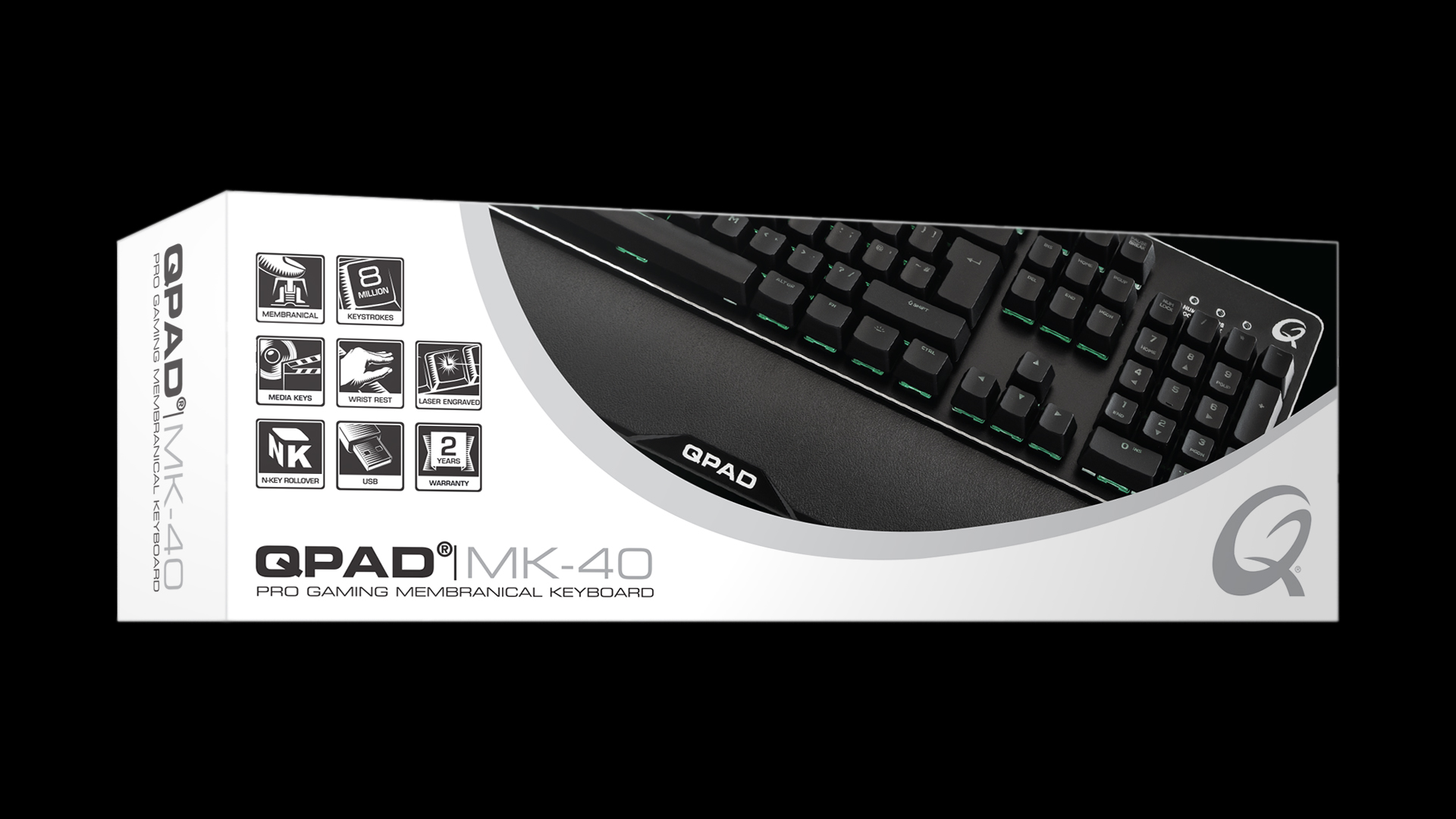 QPAD - MK-40 Pro Gaming Membranical Keyboard, Aluminium, LED Backlit, US International Layout - flash vidéo