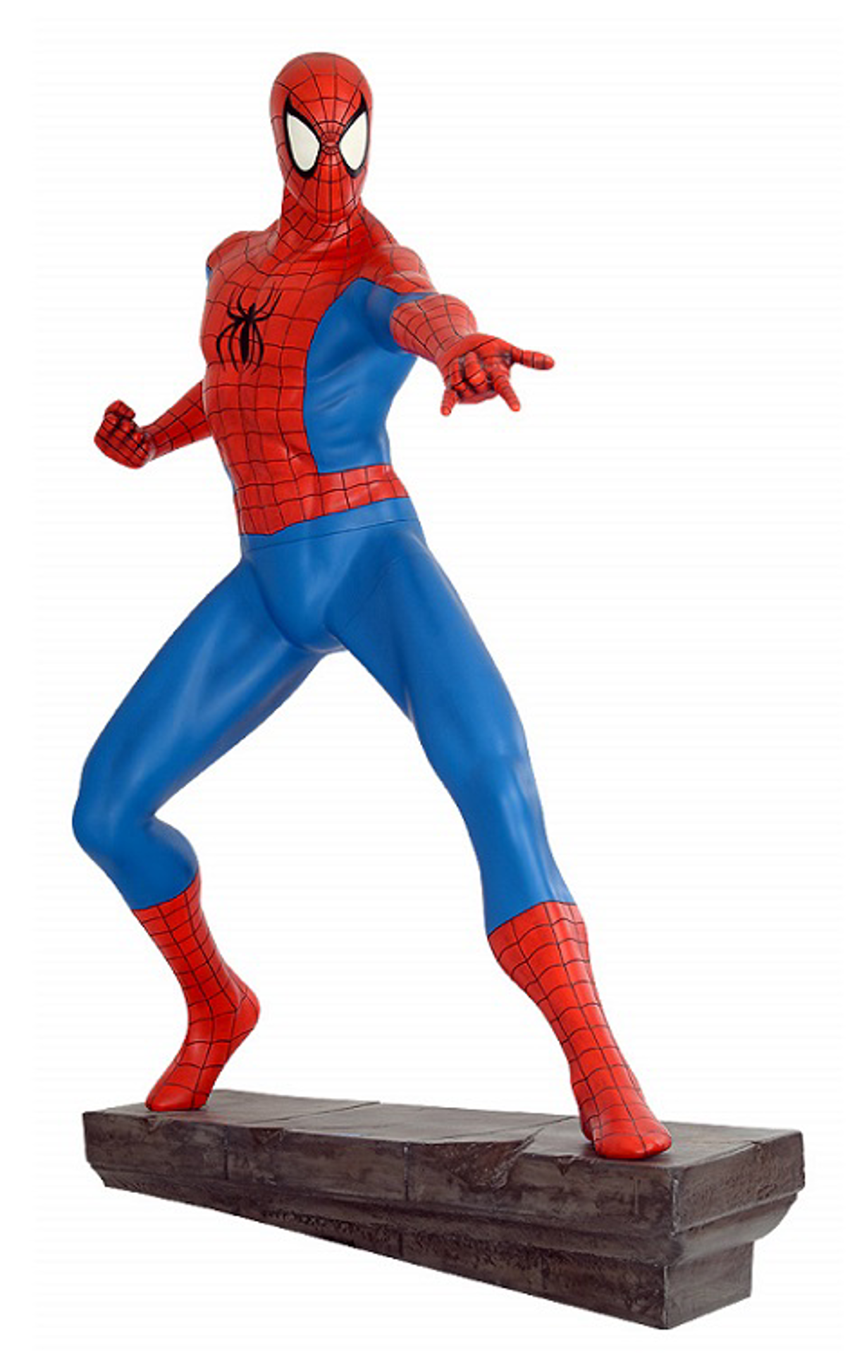 Spider-man - Statue taille réelle Spiderman Comic avec base en pierre incluse - flash vidéo