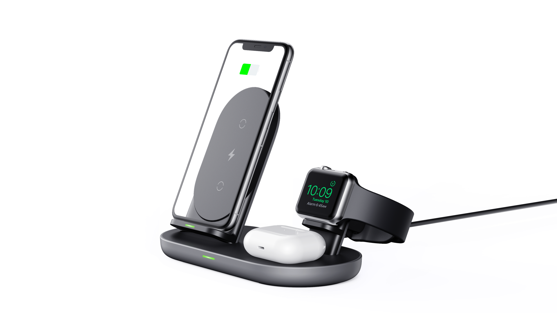 Aukey - Support de charge sans fil 3 en 1 LC-A3-BK Aircore Series Noir