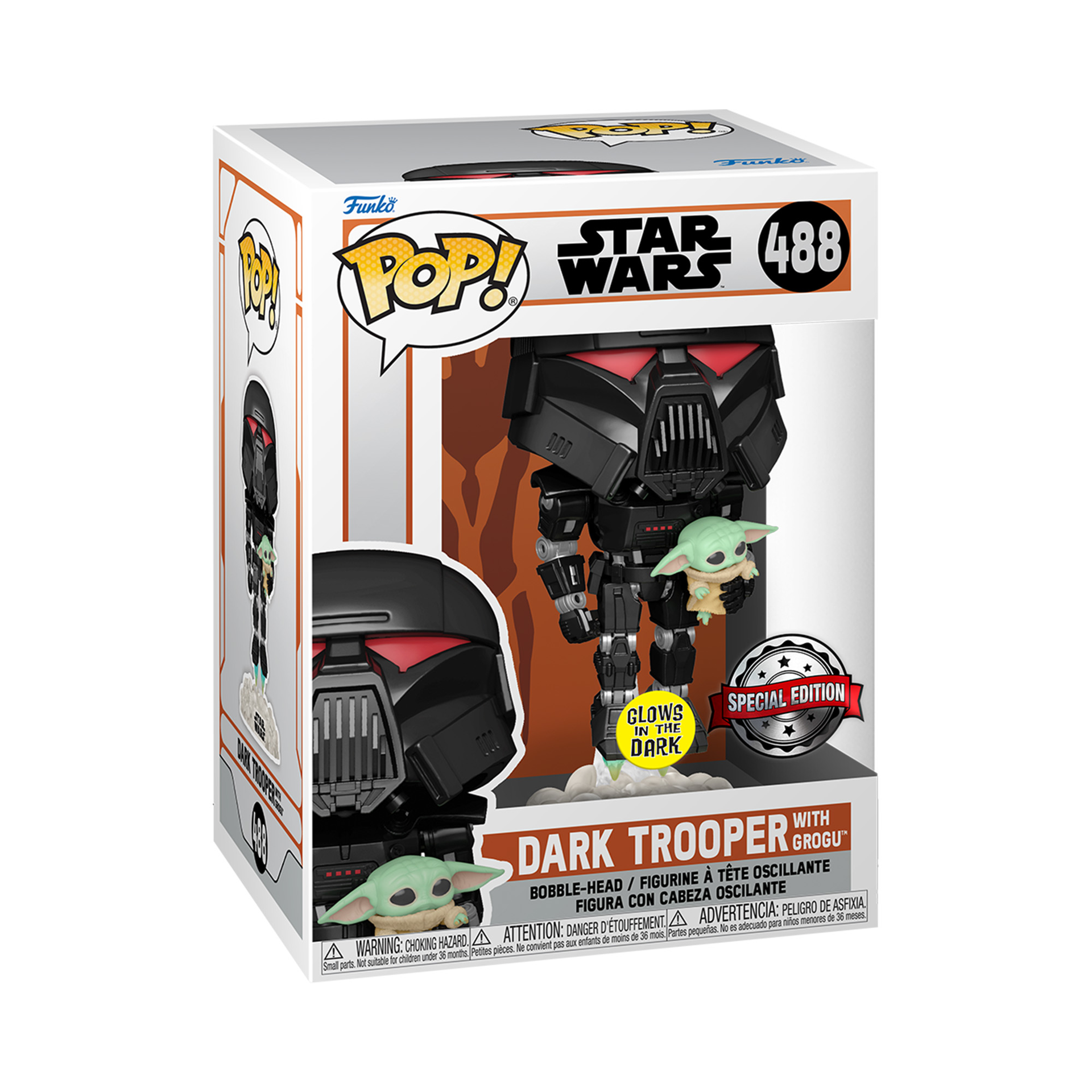 Funko Pop! Star Wars: The Mandalorian - Dark Trooper with Grogu (Glow in the Dark) - US Exclusive - flash vidéo