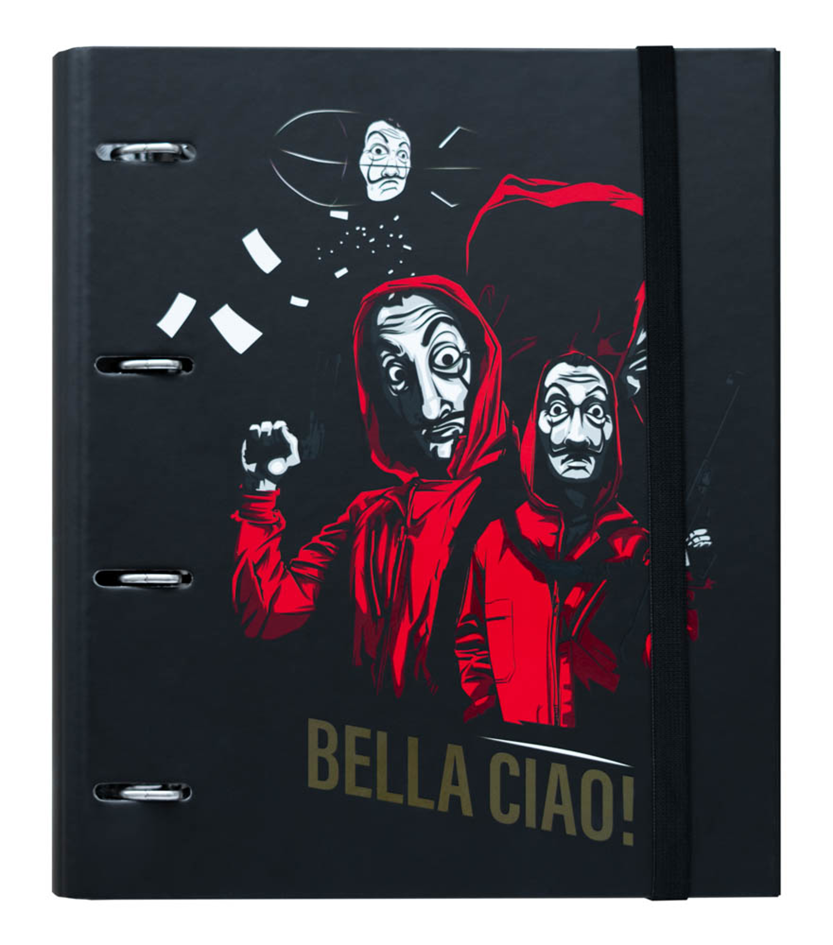 La Casa de Papel - Classeur Premium à 4 anneaux avec élastique Bella Ciao! - flash vidéo