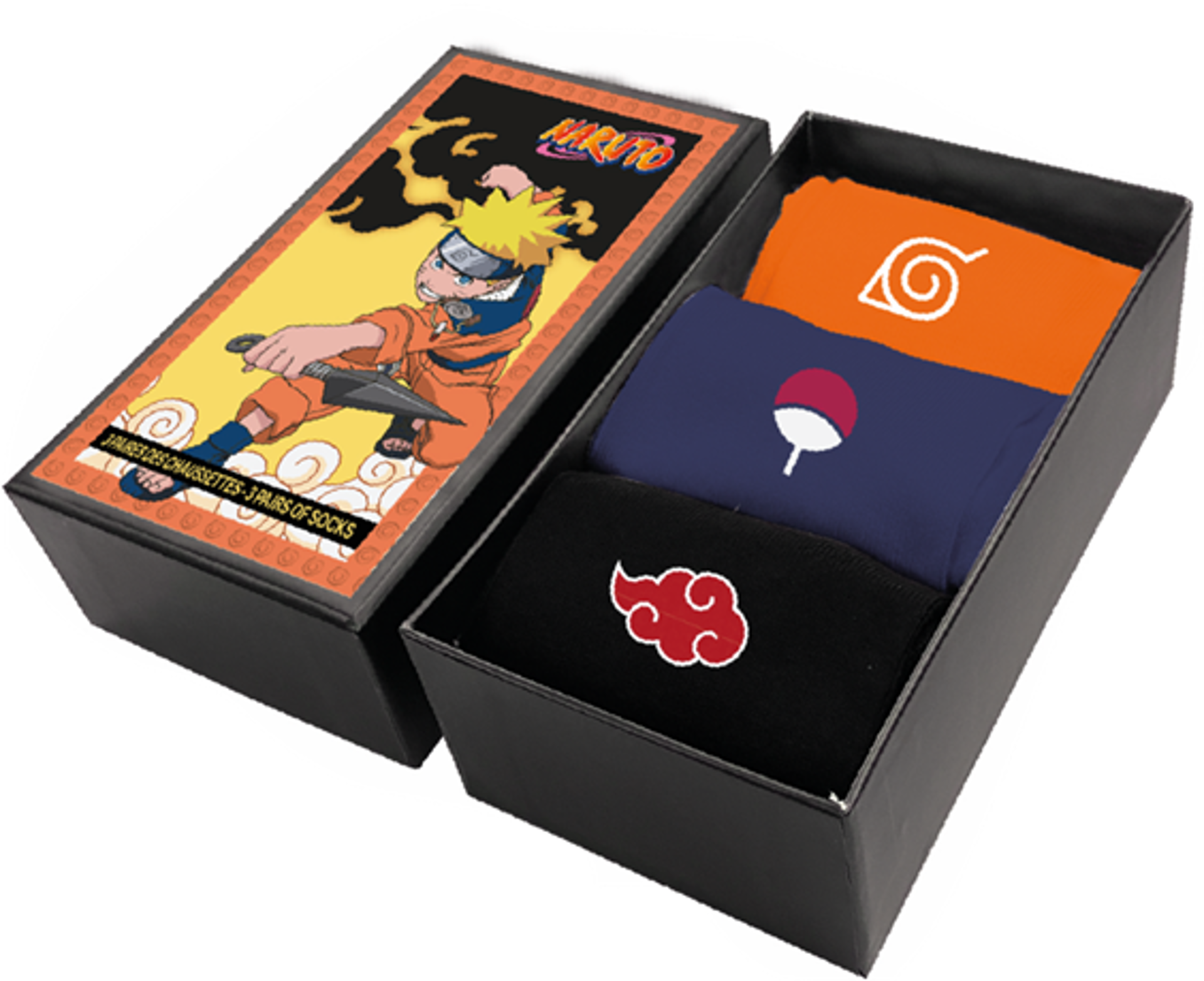 Naruto - Coffret Chaussettes Villages Cachés Ninja X3 - flash vidéo