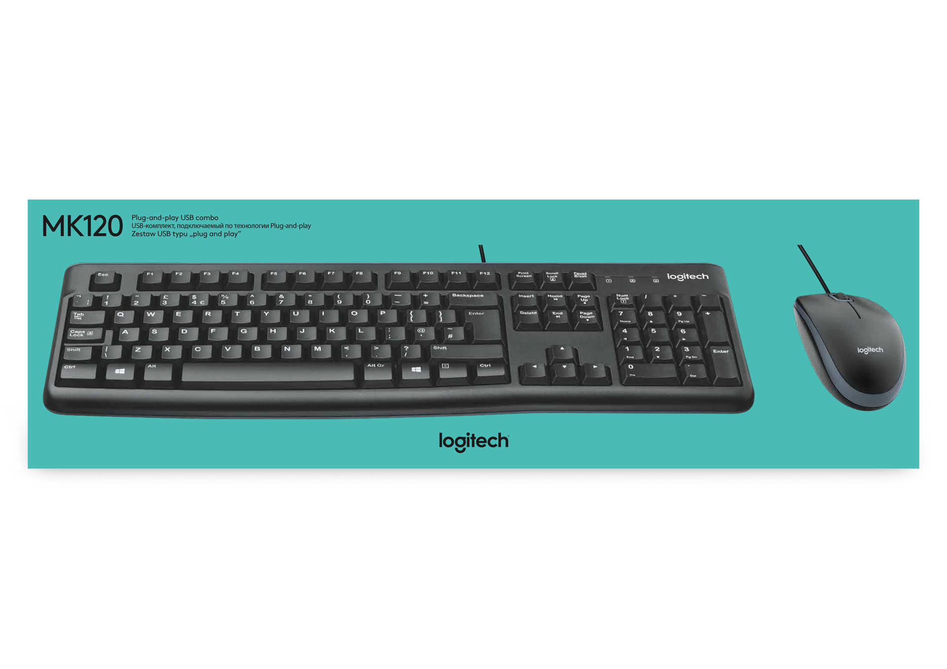 Logitech Ensemble clavier et souris filaires MK120 Noir Azerty BE - flash vidéo