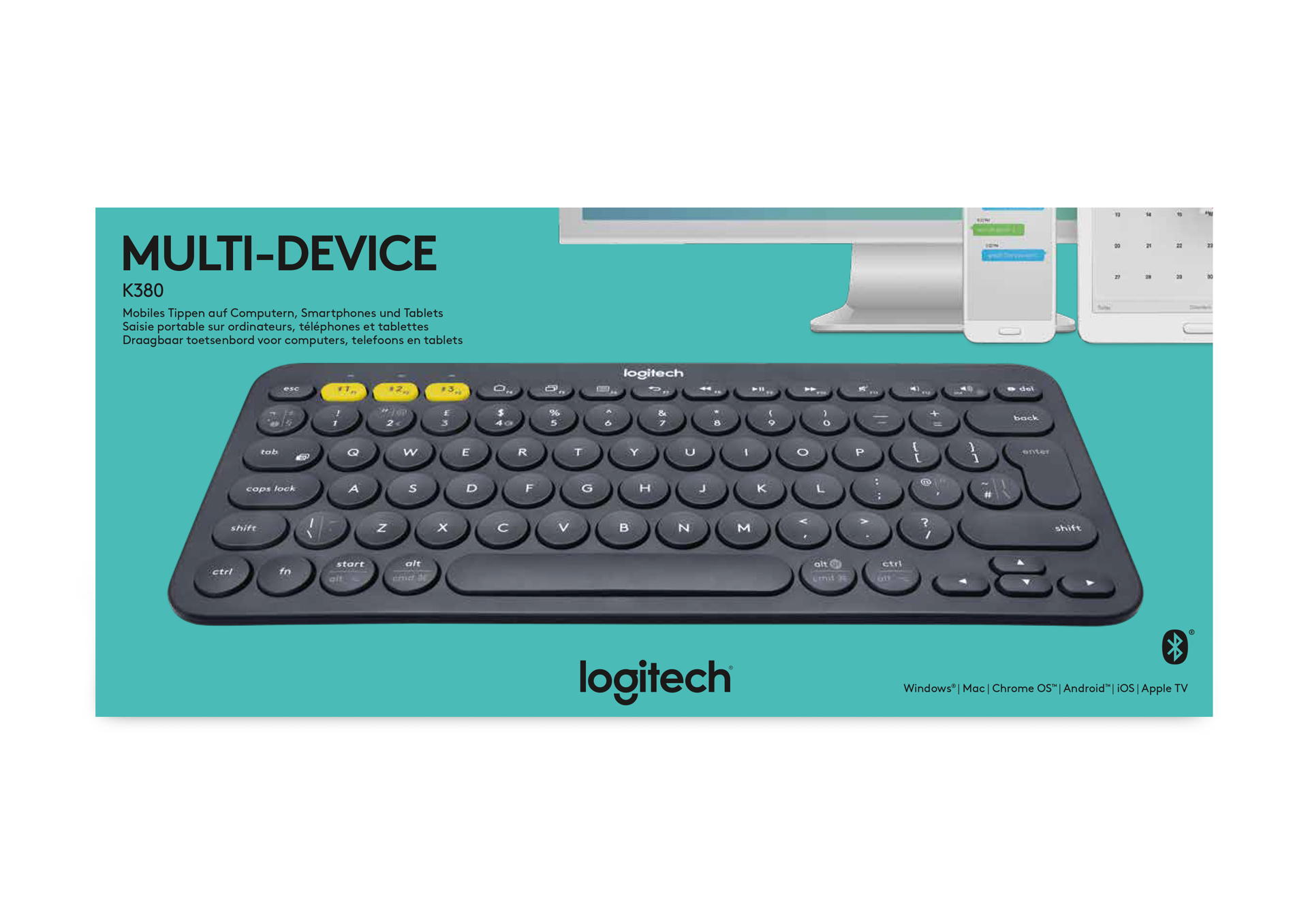 Logitech Clavier Bluetooth multi-appareils K380 Gris foncé Azerty FR - flash vidéo