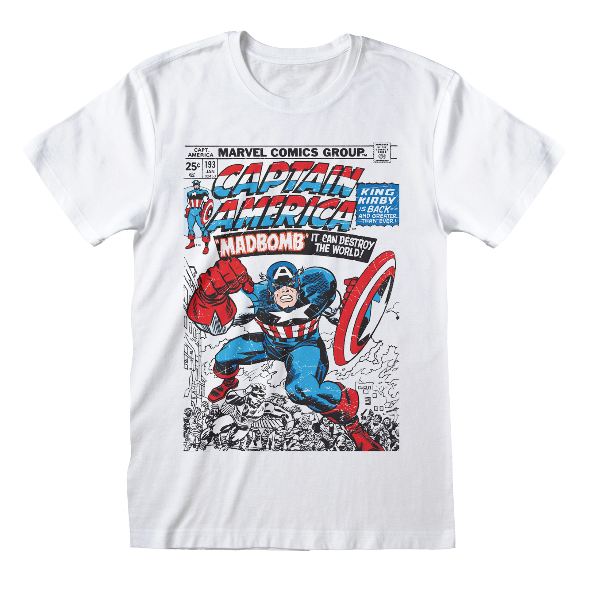 Marvel - T-shirt unisexe Blanc Couverture Comic de Captain America - M - flash vidéo