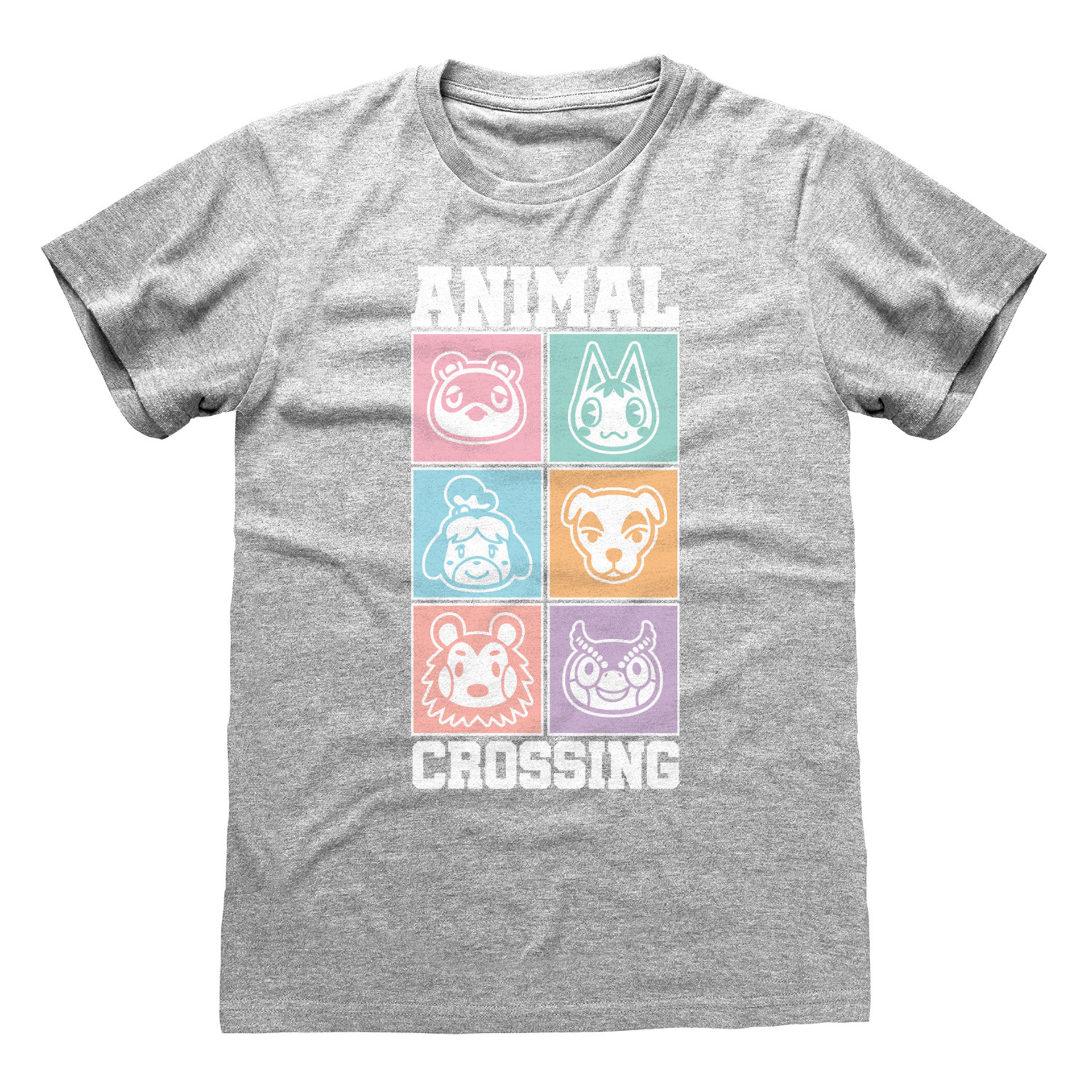 Nintendo - T-Shirt ajusté Gris chiné Animal Crossing "Pastel Square" - M - flash vidéo