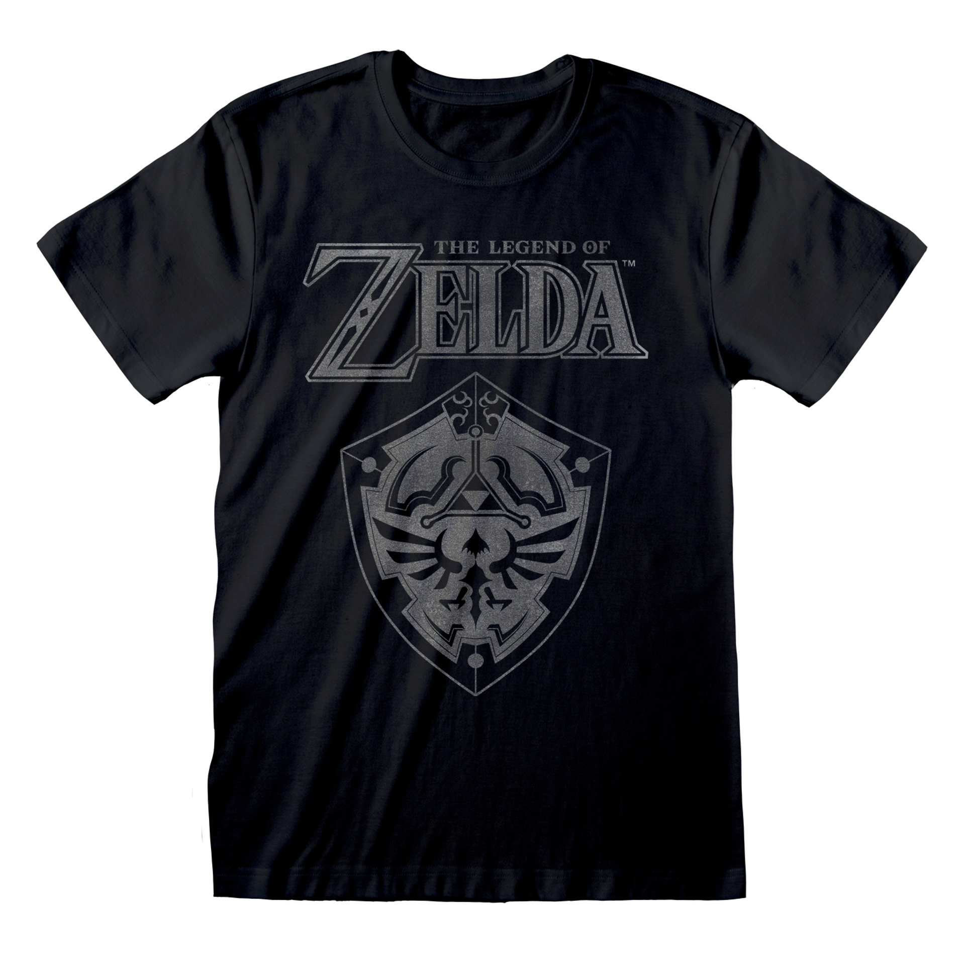 Nintendo - T-Shirt unisexe Noir The Legend of Zelda Bouclier usé - L - flash vidéo