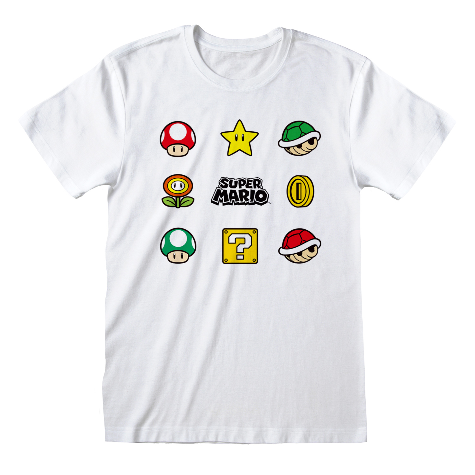 Nintendo - T-Shirt unisexe Blanc Super Mario Objets - S - flash vidéo