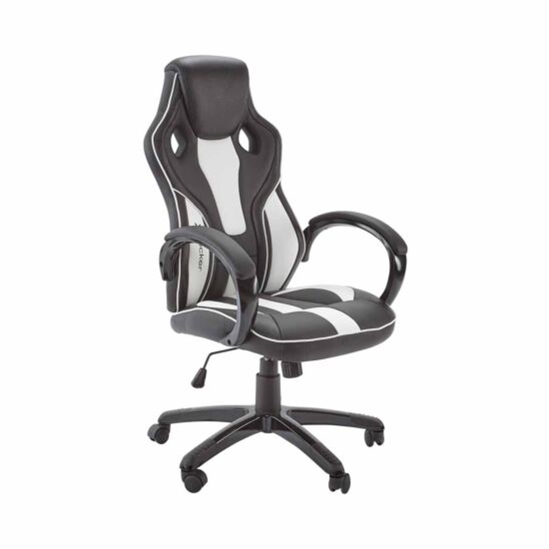 X Rocker - Maverick Height Adjustable Black & White Office Gaming Chair with Natural Lumbar support - flash vidéo