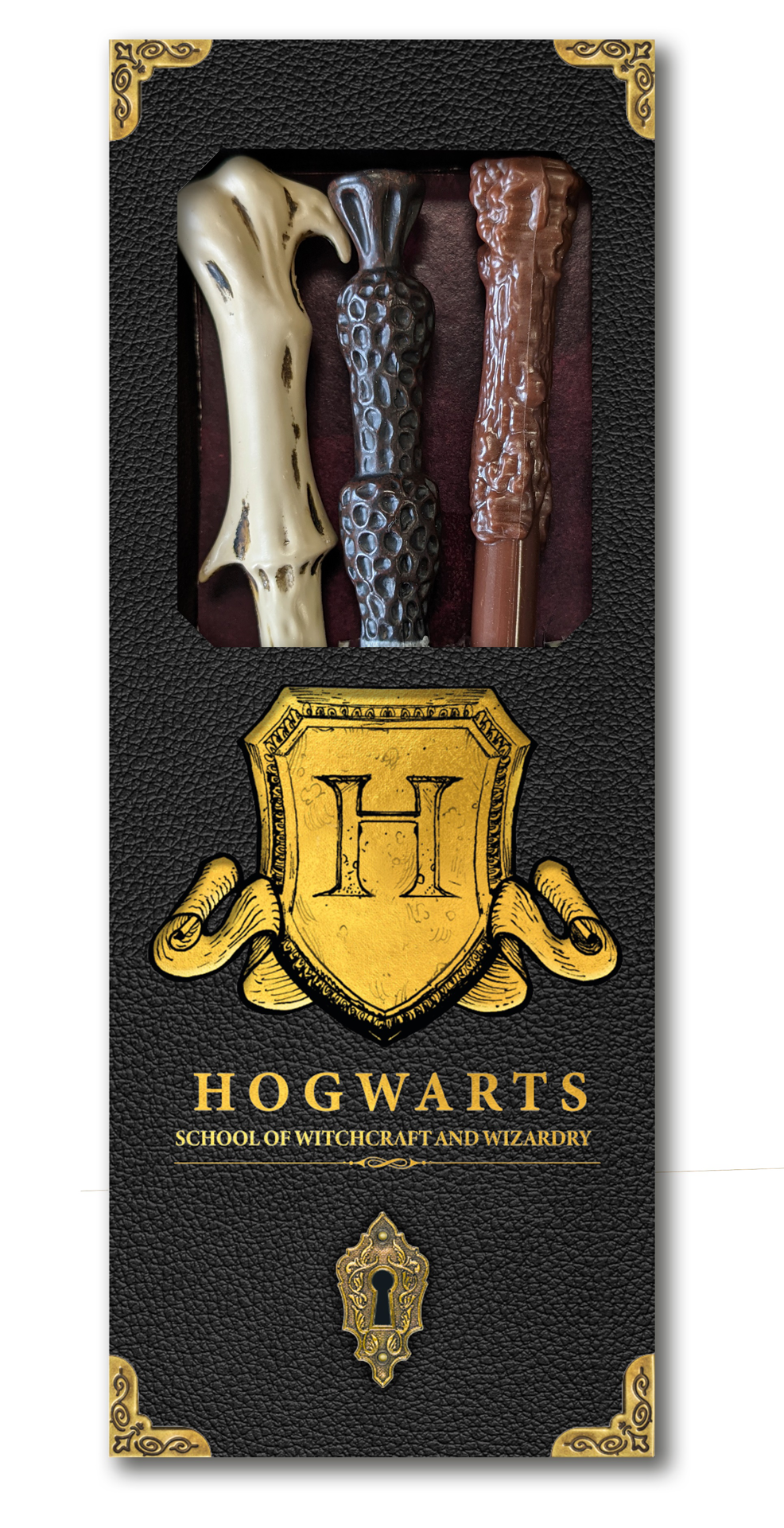 Harry Potter - Ensemble de 3 stylos-billes en forme de baguettes Blason de Poudlard - flash vidéo