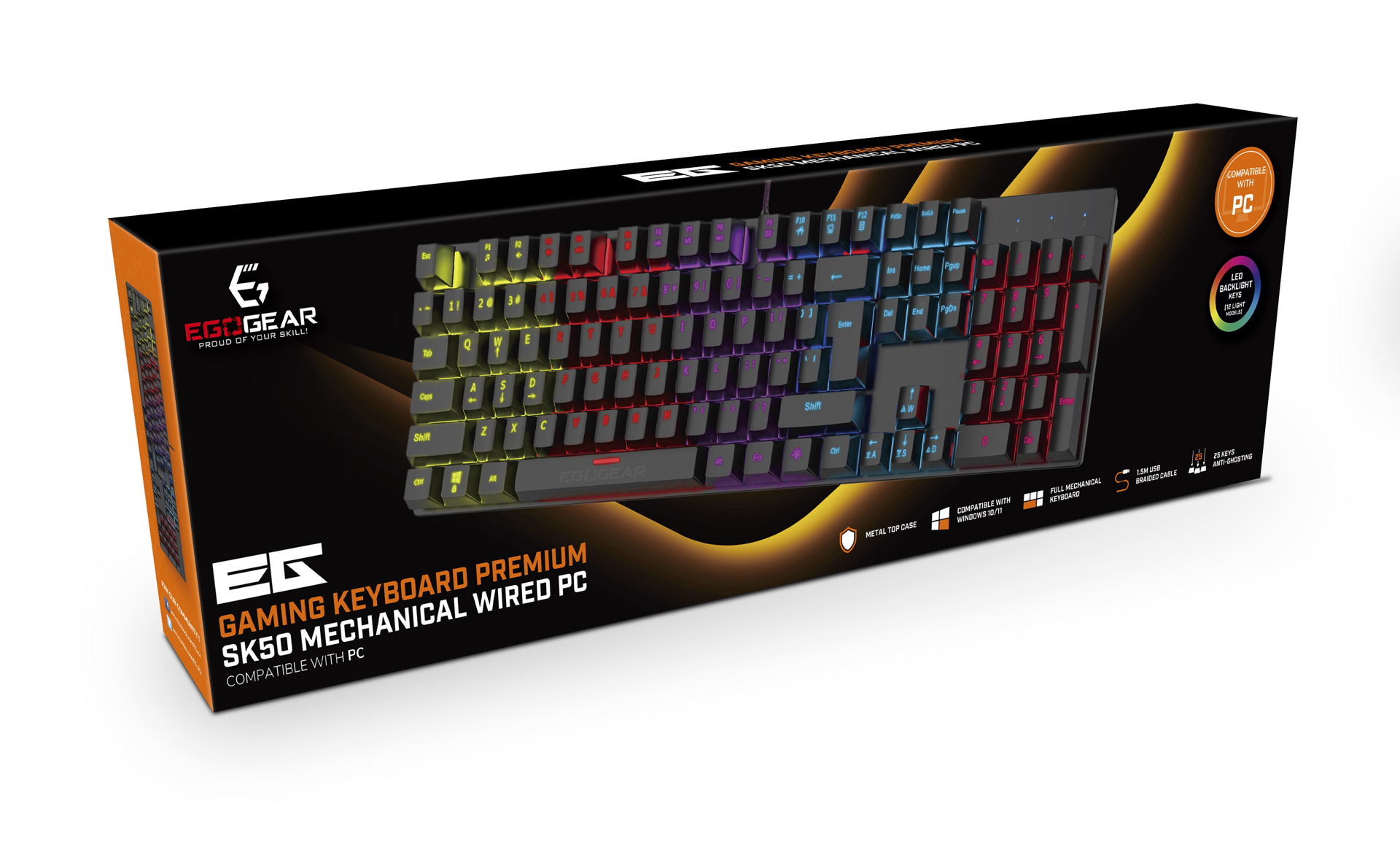 EgoGear - Clavier de jeu mécanique filaire premium RGB SK50 - Qwerty NL - flash vidéo