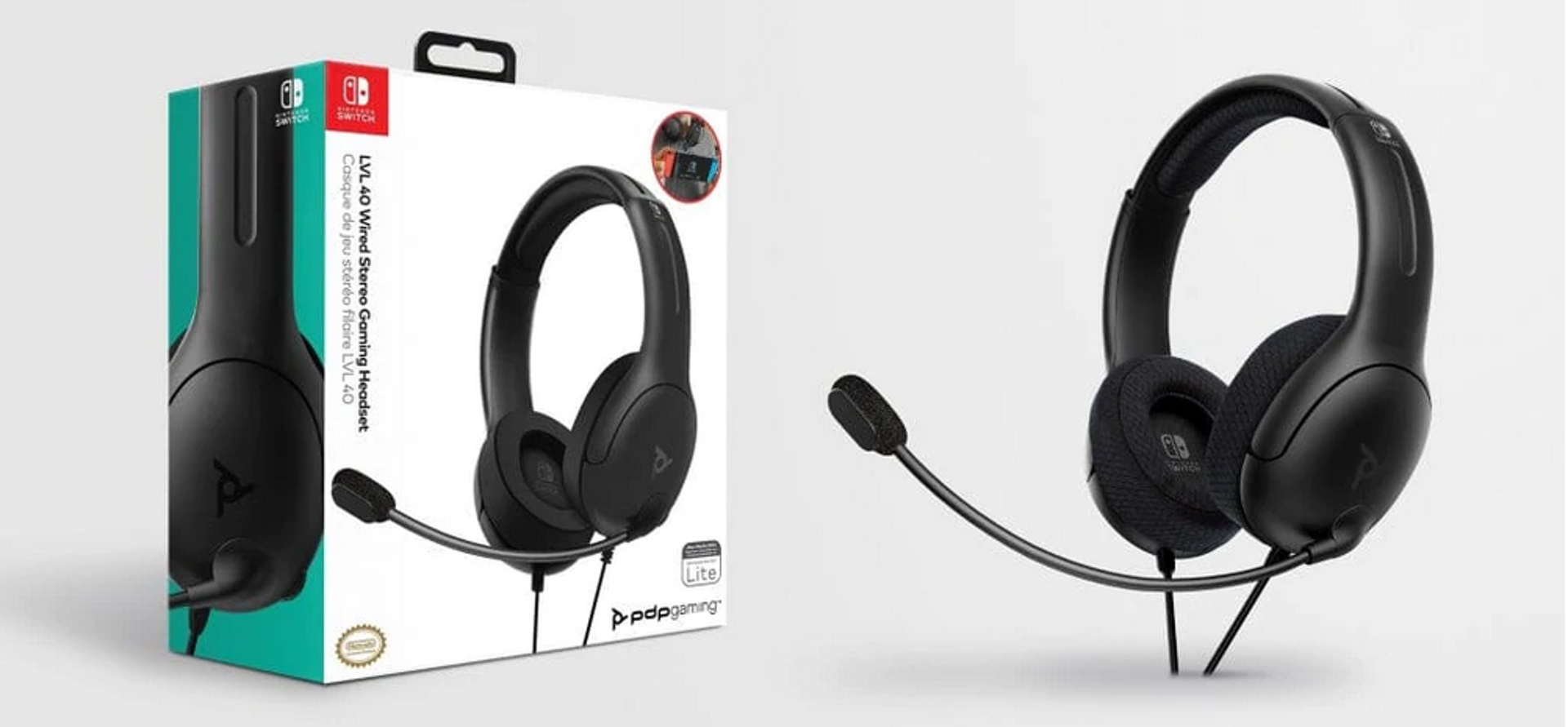 PDP - Casque de jeu stéréo filaire LVL40 Noir pour Nintendo Switch, Switch Lite et Switch OLED - flash vidéo