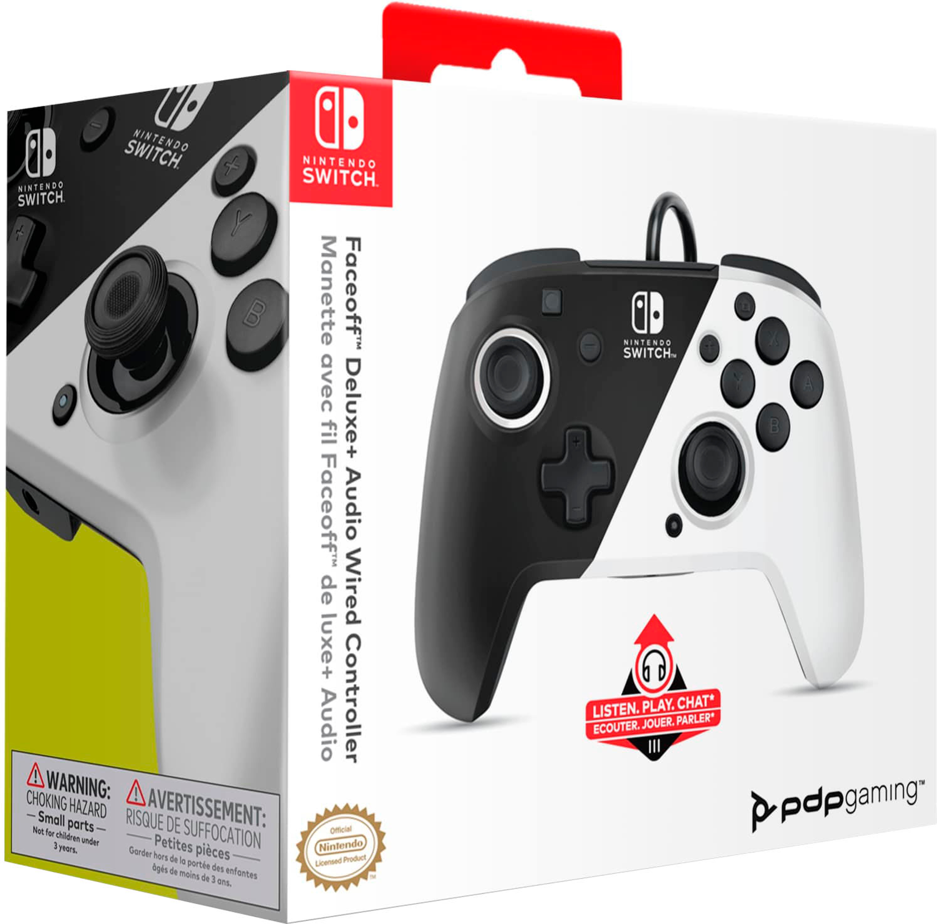 PDP - Manette de jeu filaire REMATCH Noire et Blanche pour Nintendo Switch et Switch OLED - flash vidéo