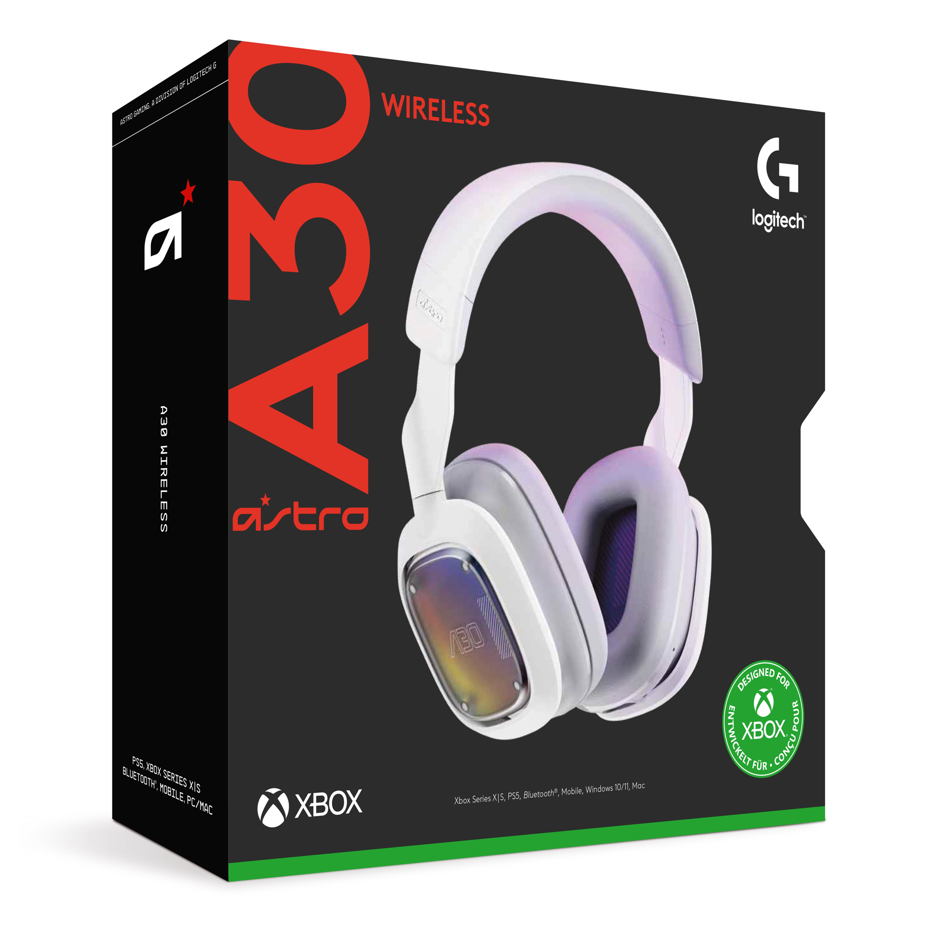 Astro - Casque de jeu sans fil Logitech G Astro A30 Blanc XBOX pour PC/Mac, PS5, Xbox Series X|S, Switch et Mobile - flash vidéo