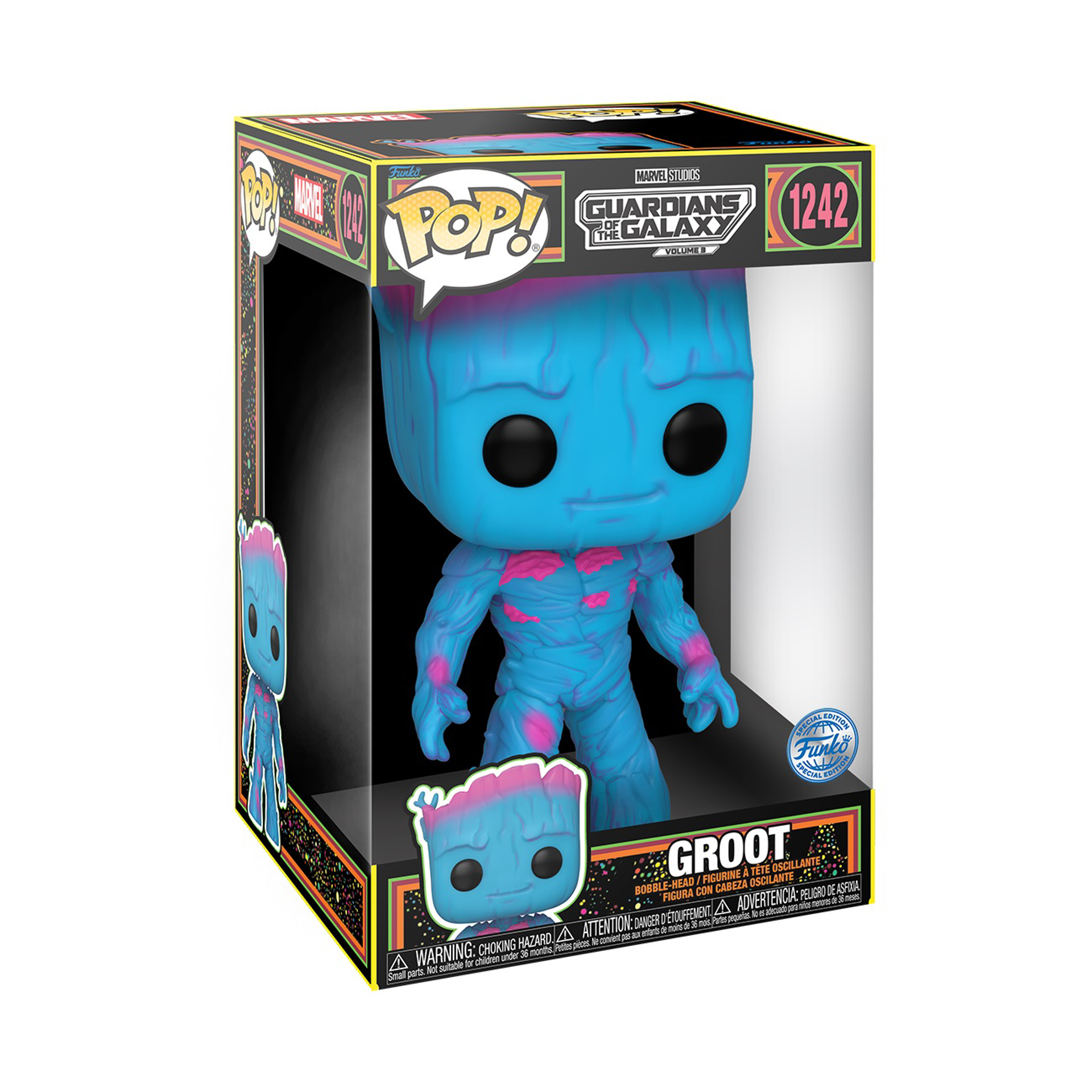 Funko Pop! Jumbo: Guardians of the Galaxy 3 - Groot (Blacklight) 10" Super Sized Pop! - flash vidéo