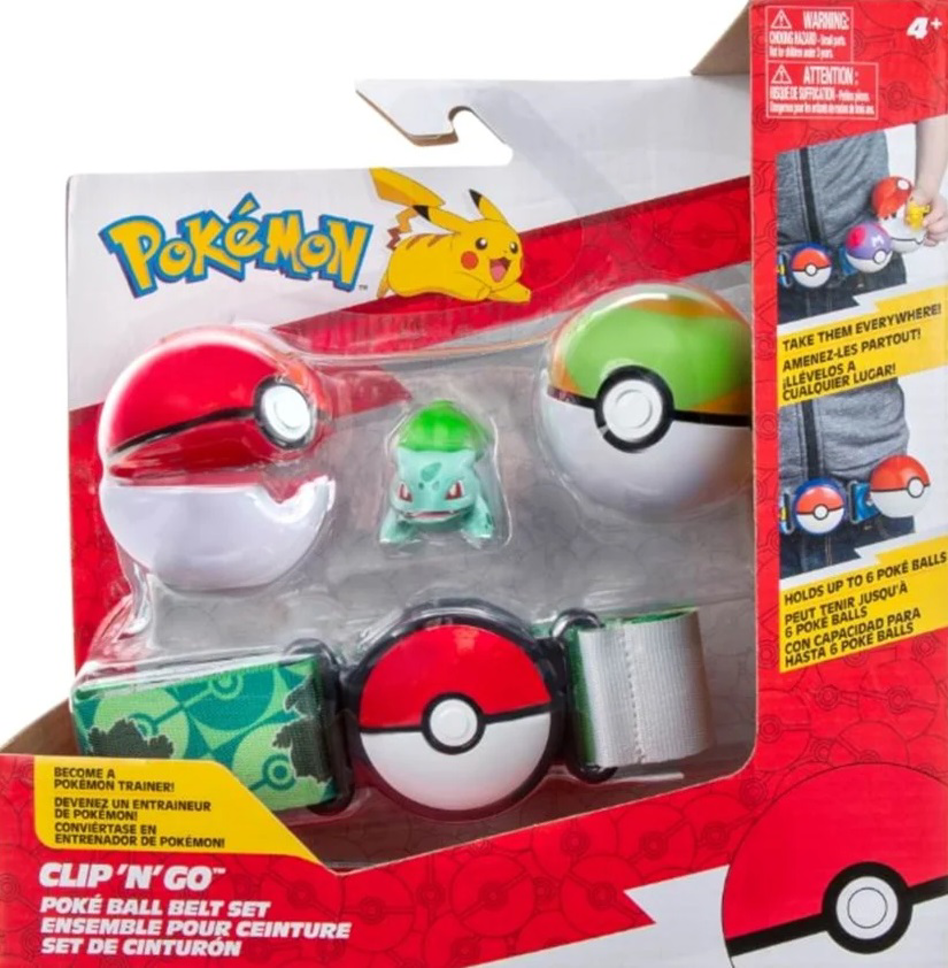 Pokémon - Ensemble pour ceinture Clip 'N' Go Faiblo Ball et Bulbizarre - flash vidéo