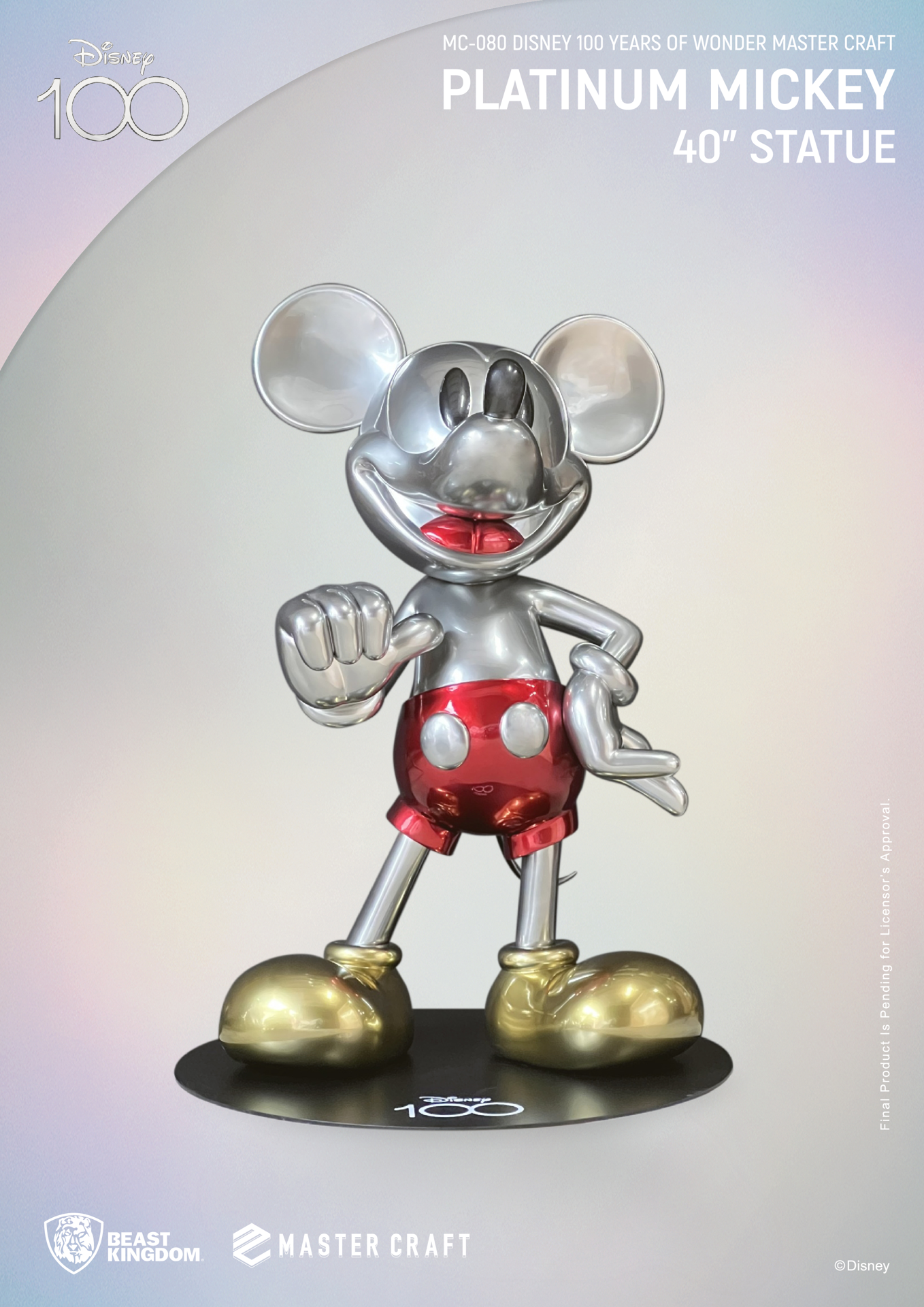 Disney - MC-080 - Disney 100th Years of Wonder - Statue Mickey 40" (Ver. Platinum) Master Craft - flash vidéo