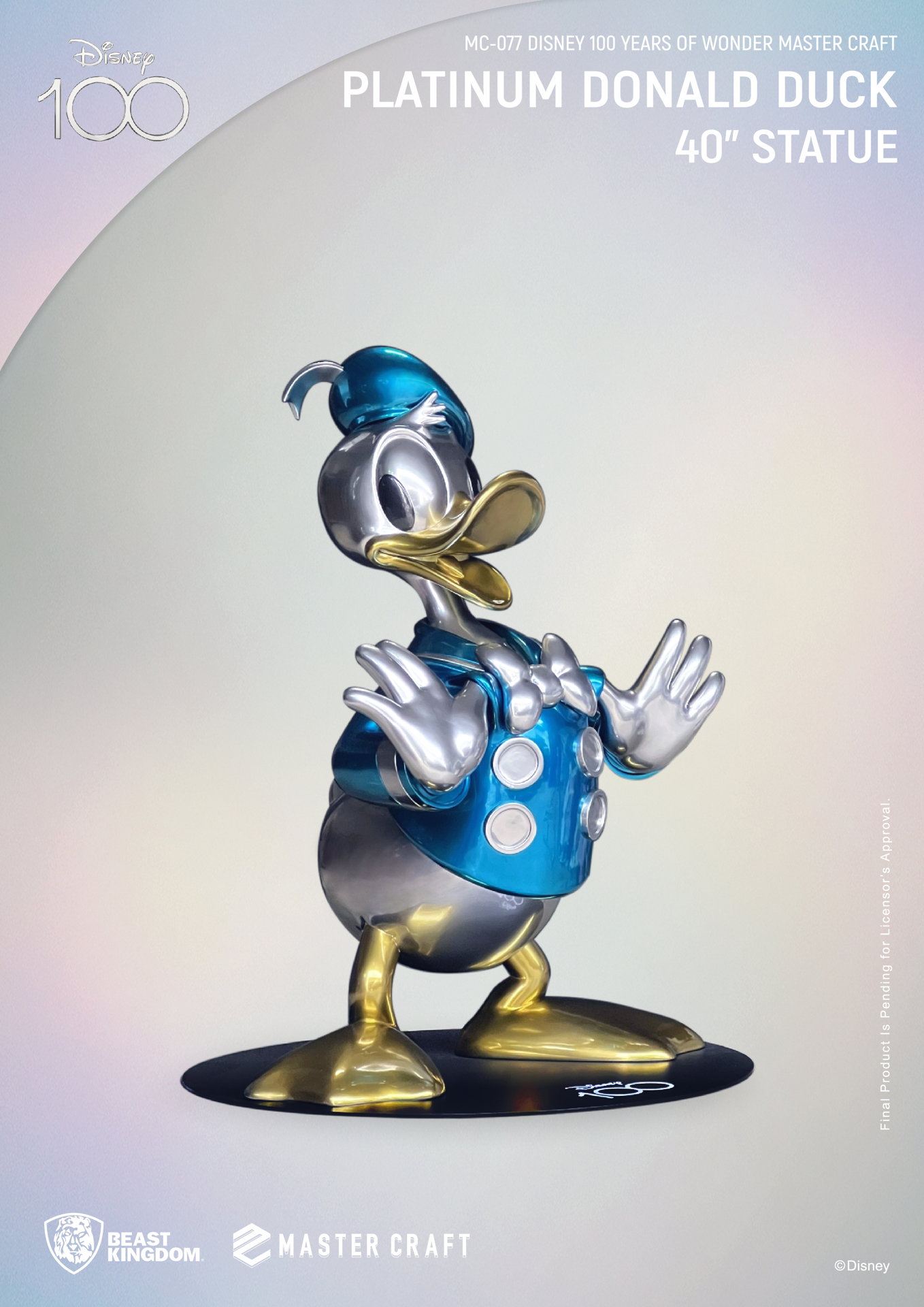 Disney - MC-077 - Disney 100th Years of Wonder - Statue Donald Duck 40" (Ver. Platinum) Master Craft - flash vidéo