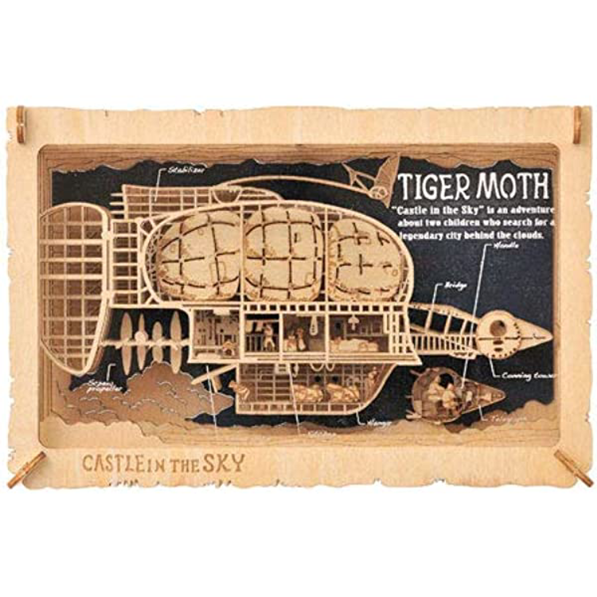 Ghibli - Le Château dans le ciel - Théâtre de papier style bois Tiger Moth - flash vidéo