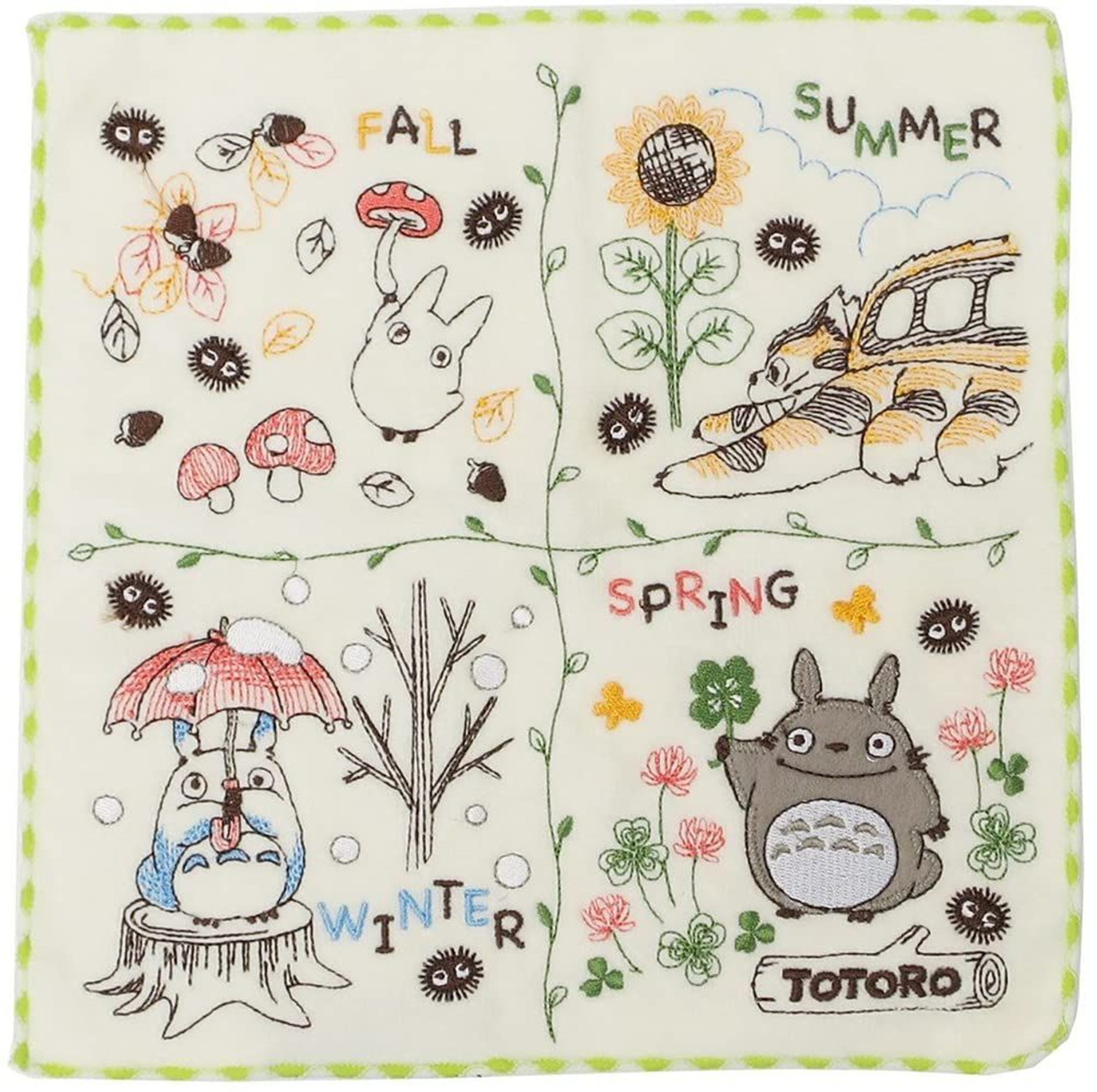 Ghibli - Mon voisin Totoro - Essuie-mains brodé Quatre saisons 25x25cm - flash vidéo
