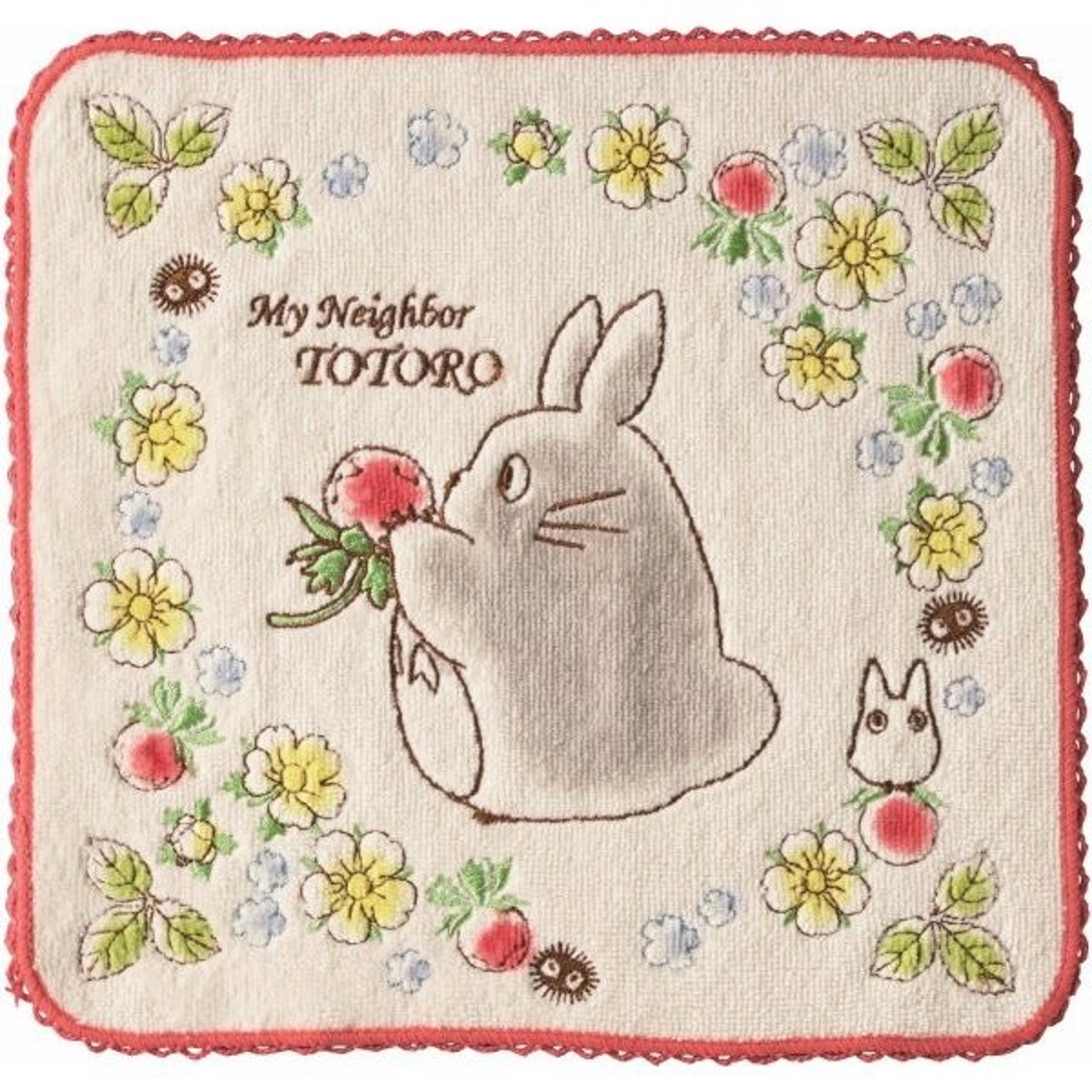 Ghibli - Mon voisin Totoro - Essuie-mains brodé Fraises sauvages 25x25cm - flash vidéo