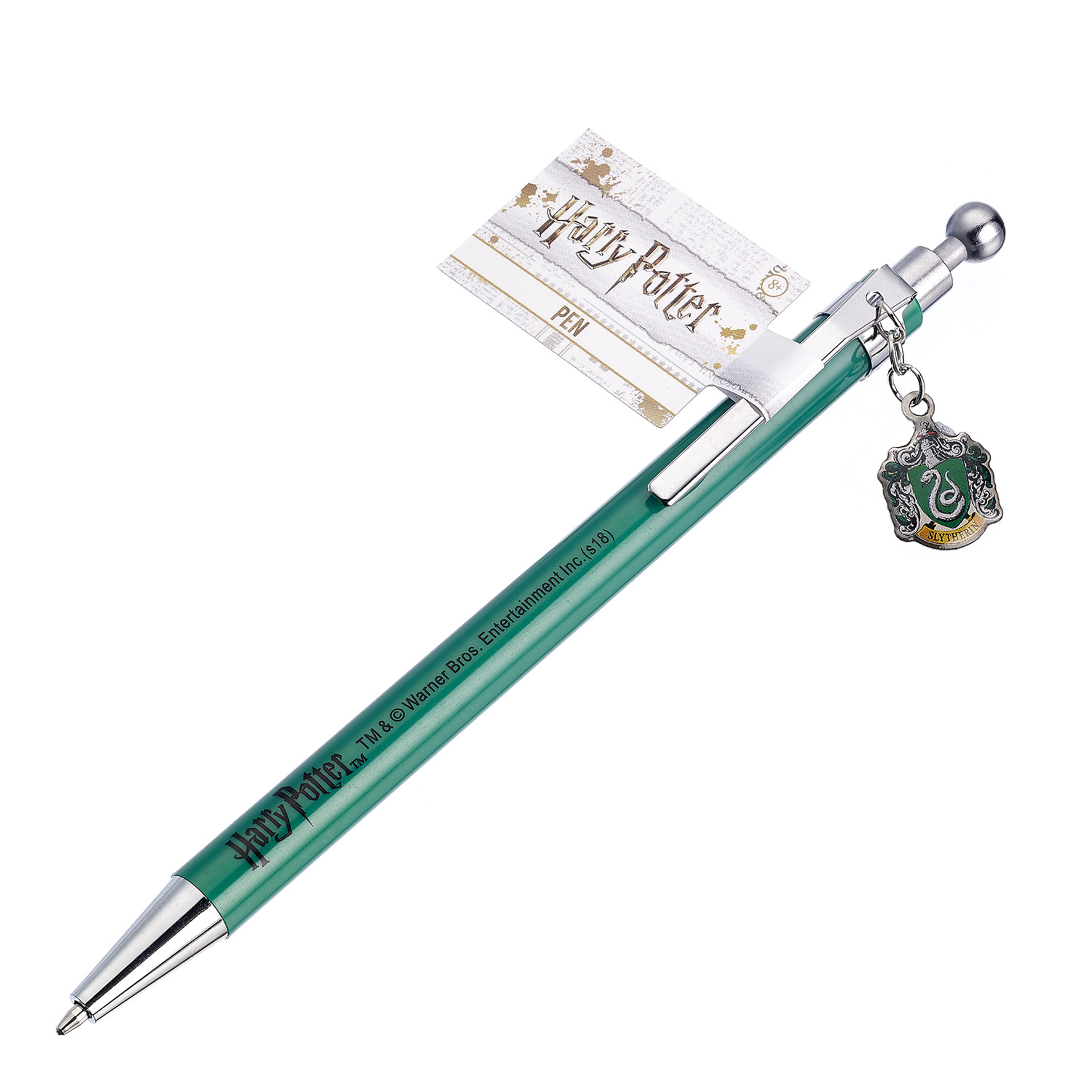 Harry Potter - Stylo à bille avec breloque Blason de la maison Serpentard - flash vidéo