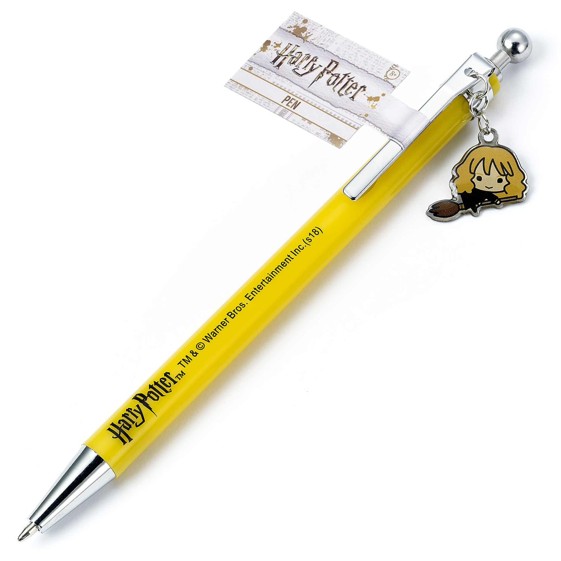 Harry Potter - Stylo à bille avec breloque Hermione Chibi sur son balai - flash vidéo