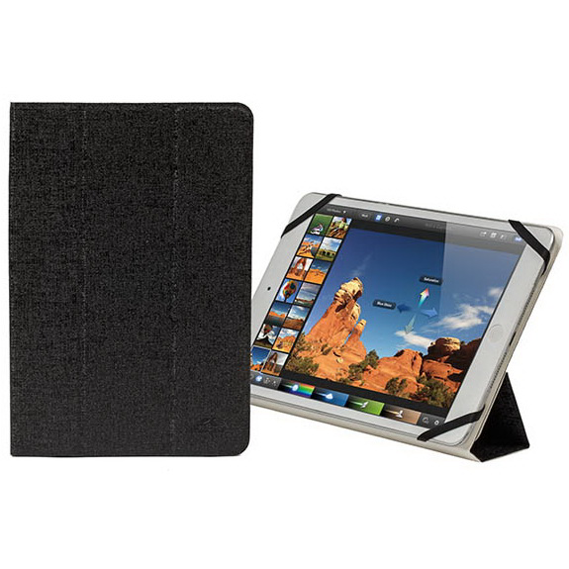 RivaCase 3122 Housse universelle double-face pour tablettes 7-8" Noir/Blanc - flash vidéo