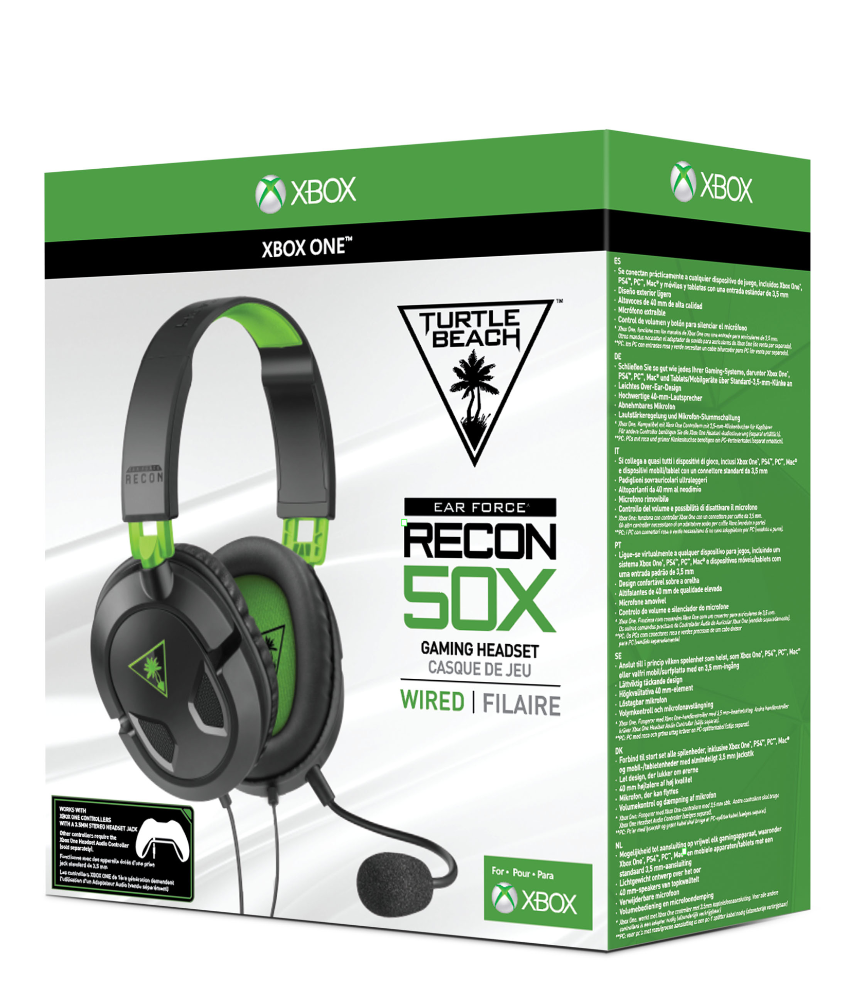 Casque Gaming Turtle Beach Recon Chat Noir et vert pour Xbox One