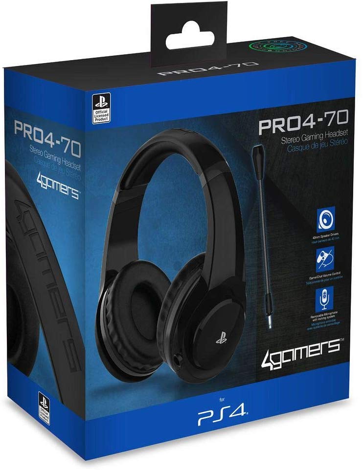 4Gamers - Casque de jeu stéréo filaire PRO 4-70 Noir pour PS5 et PS4 - flash vidéo