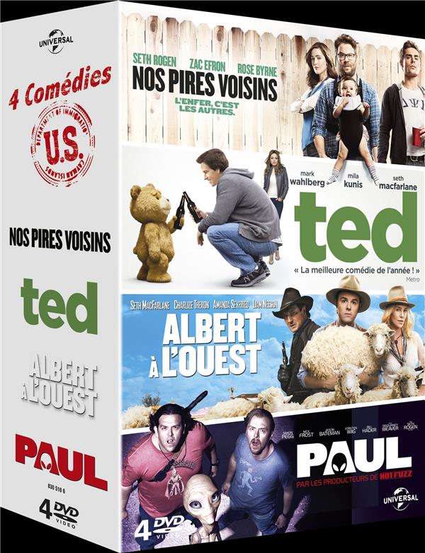 4 comédies U.S.: Nos pires voisins + Ted + Albert à l'ouest + Paul [DVD]