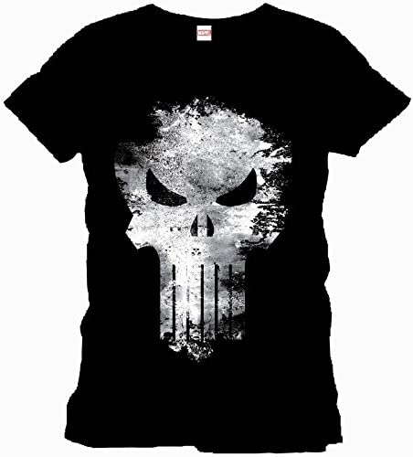 Marvel - Punisher Distress White Skull Black T-Shirt - S - flash vidéo