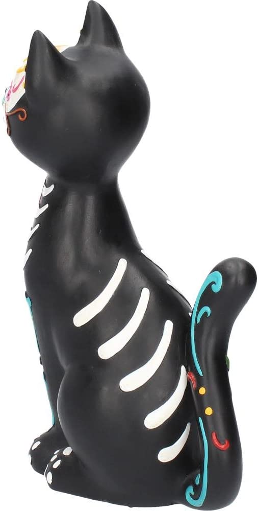 Sugar Kitty - Figurine d'ornement de chat du Jour des Morts 26cm - flash vidéo