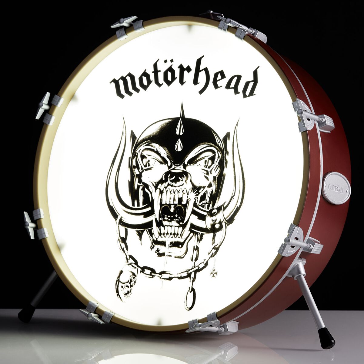 Motorhead - Lampe en forme de grosse caisse avec logo du groupe - flash vidéo