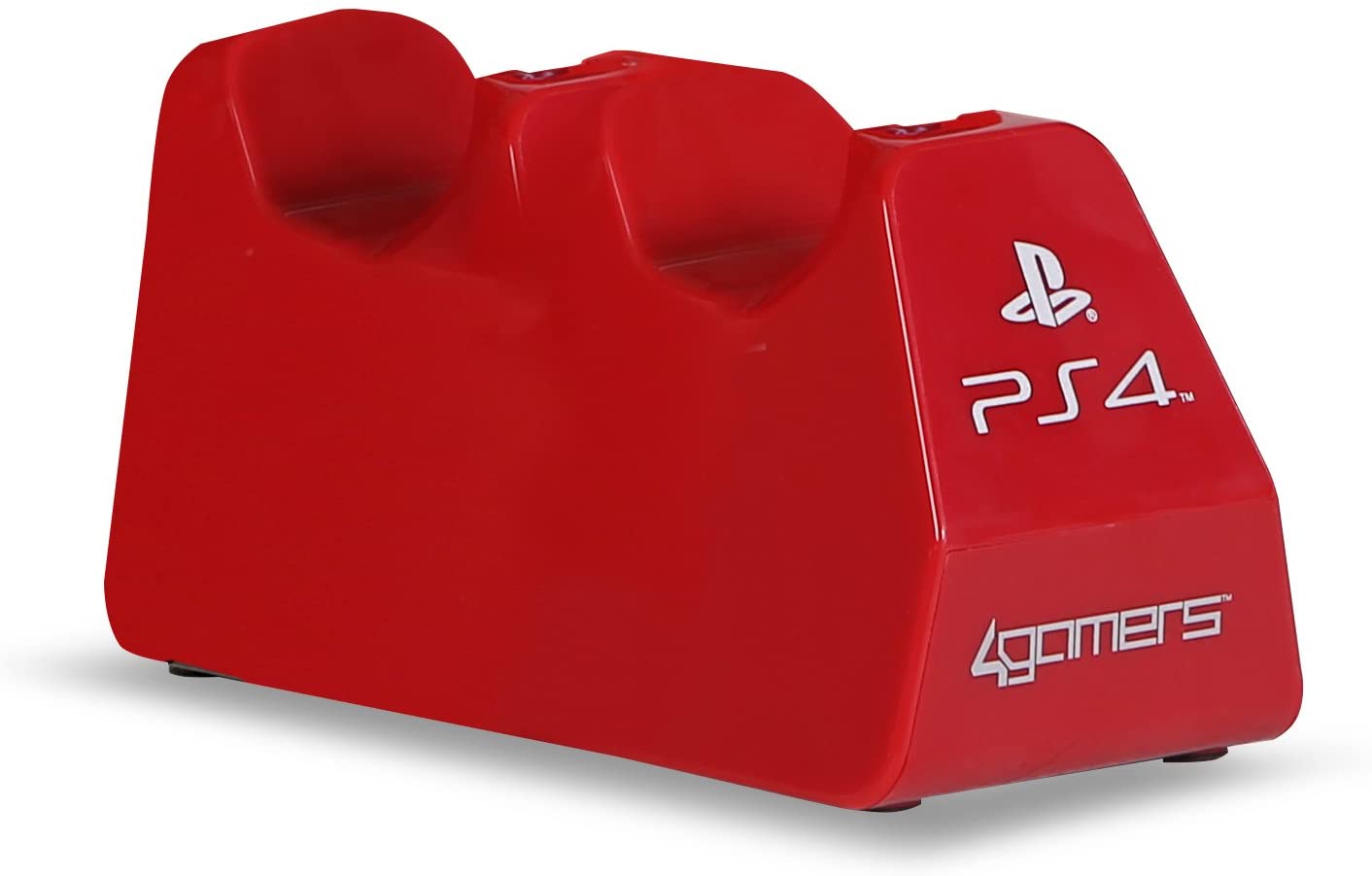 4Gamers - PS4 Licensed Twin Play and Charge Cables with Desktop Stand Red - flash vidéo